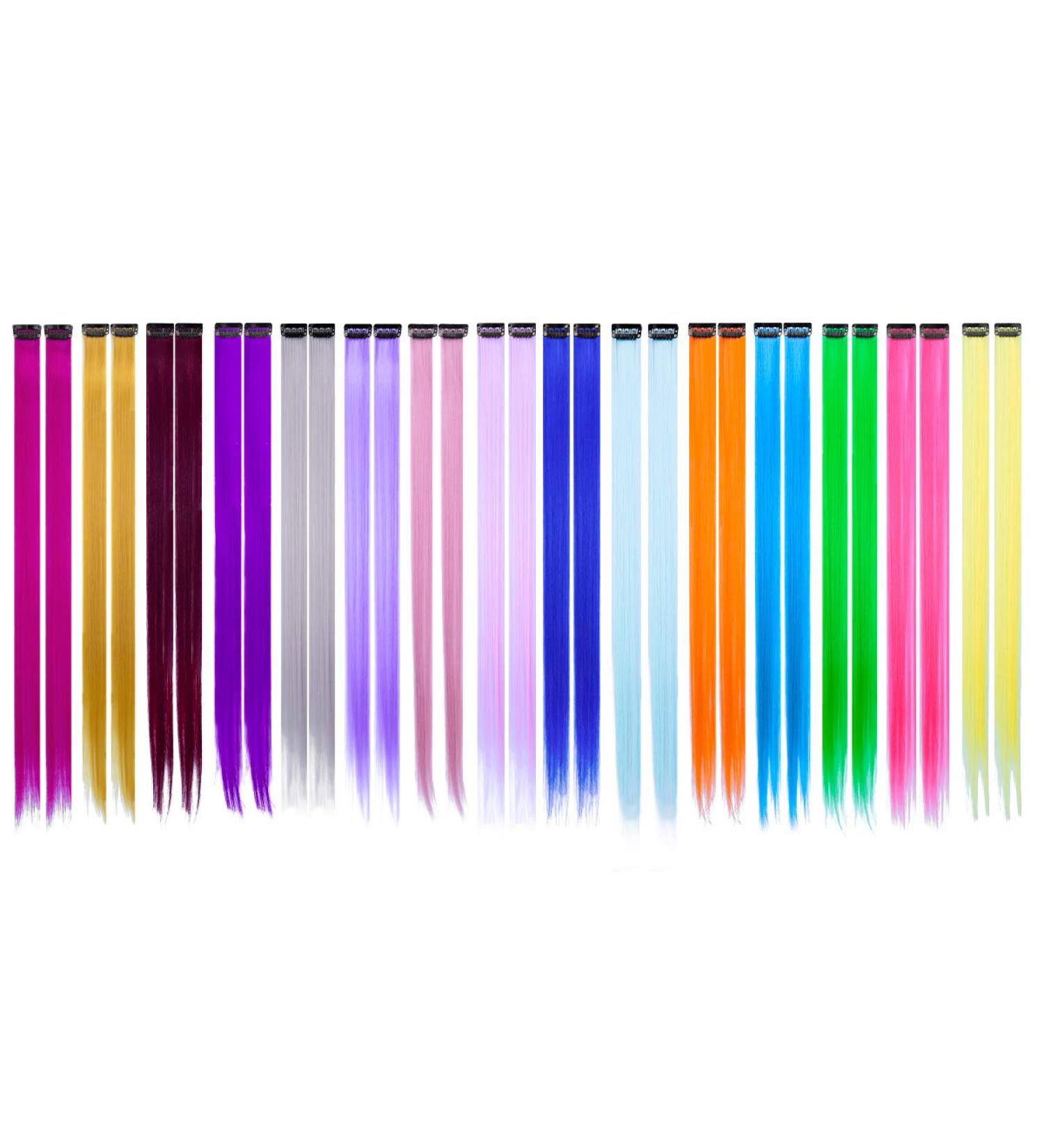 30 Multi-Colored Hair Extension Clips 55cm Real Hair Strands for Salon Supply | 15 Vibrant Colors - Shop Internationally! - Buy Online on GoSupps.com