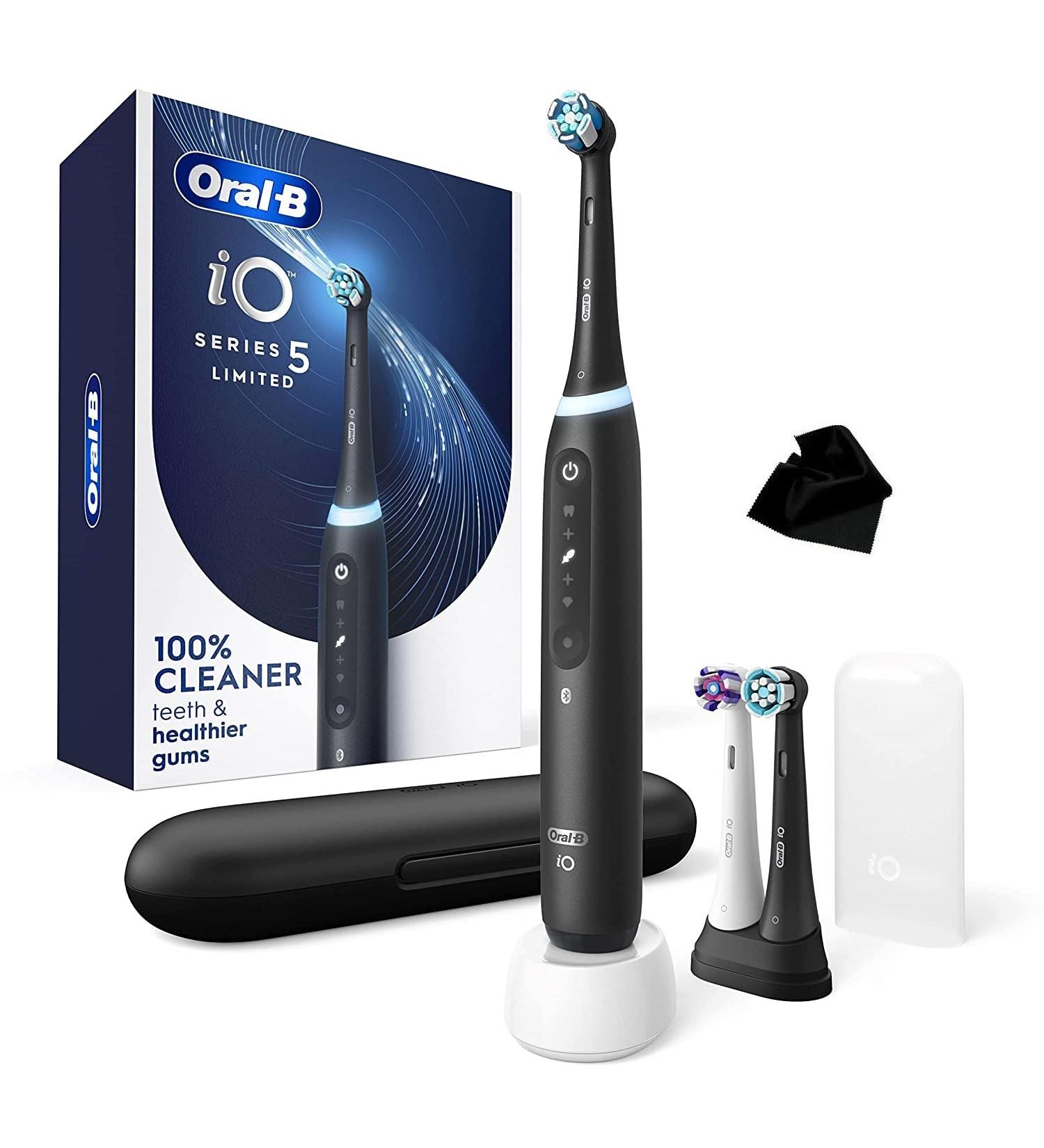 Oral-B iO Series 5 Limited Edition Electric Toothbrush | Ultimate Clean & White | Smart Display & Pressure Sensor | Rechargeable | Black - Buy Online on GoSupps.com