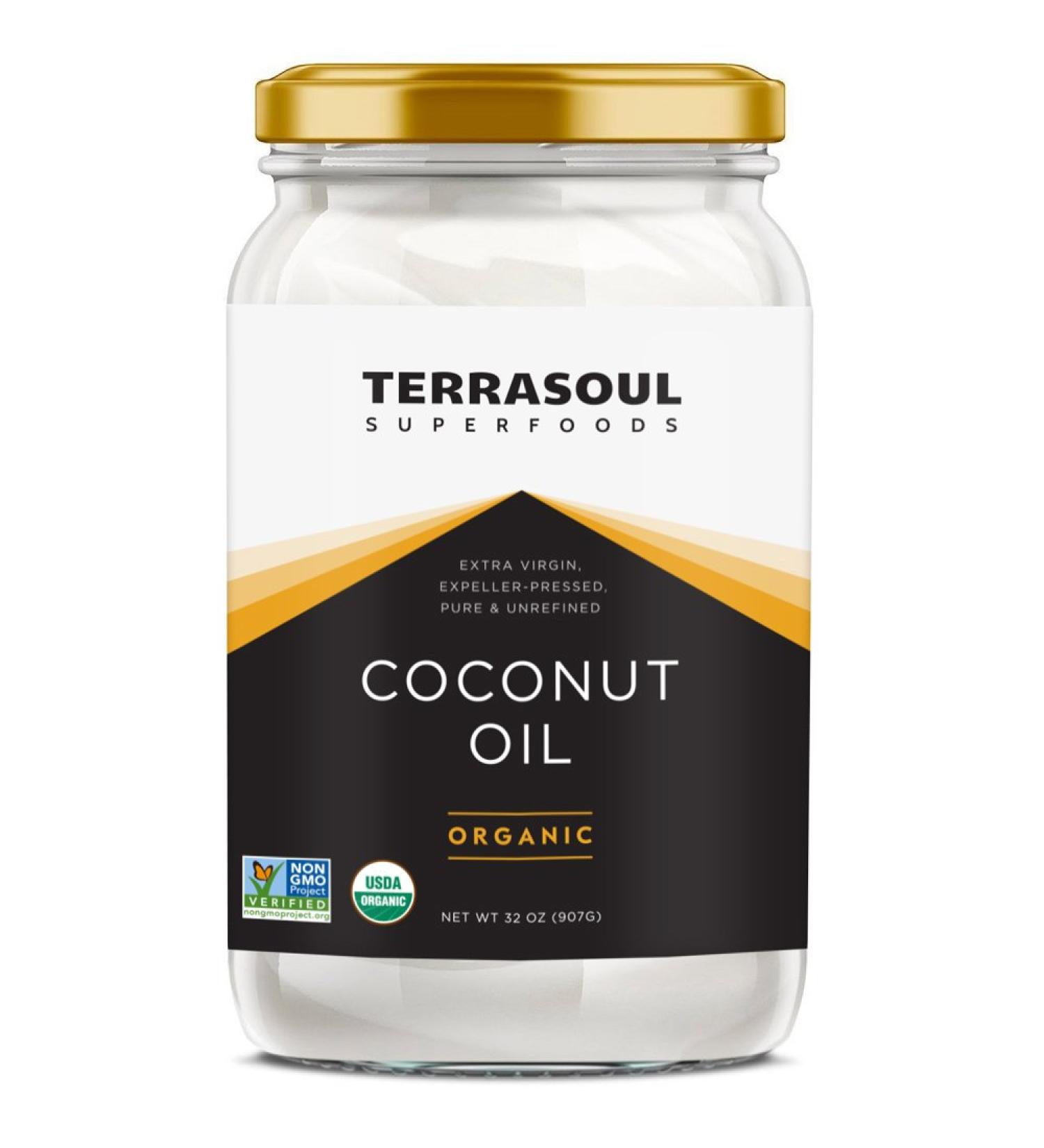 Terrasoul Superfoods Organic Coconut Oil - 2lbs Glass Jar | Extra Virgin, Cold-Pressed - Buy Online on GoSupps.com