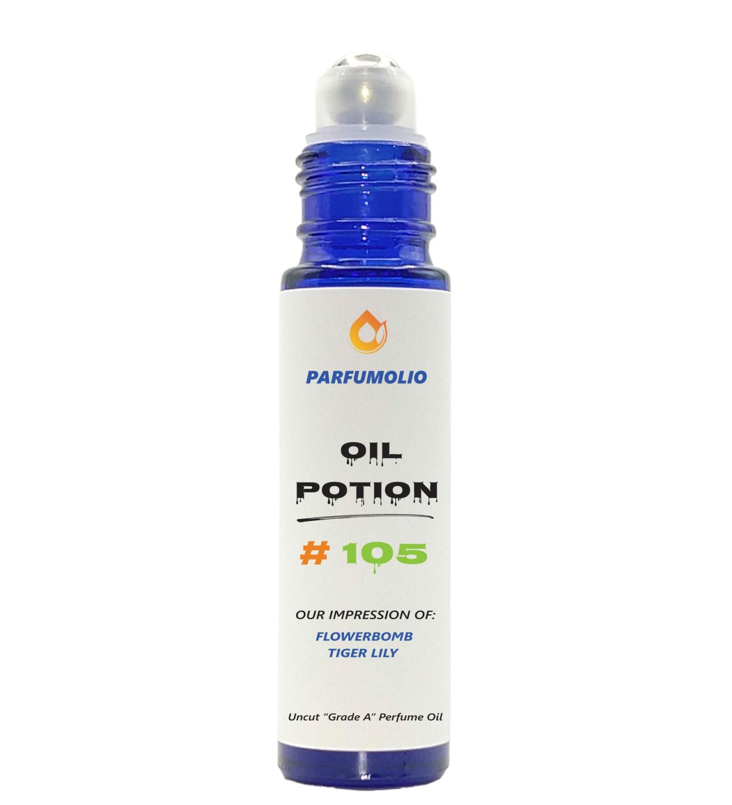 Oil Potion # 105 Inspired by Flowerbomb Tiger Lilly Replica Fragrance Unisex Uncut Grade A Fragrance Body Oil Dupe Concentrated Long Lasting Roll-On 10ml / 0.33 oz - Buy Online on GoSupps.com