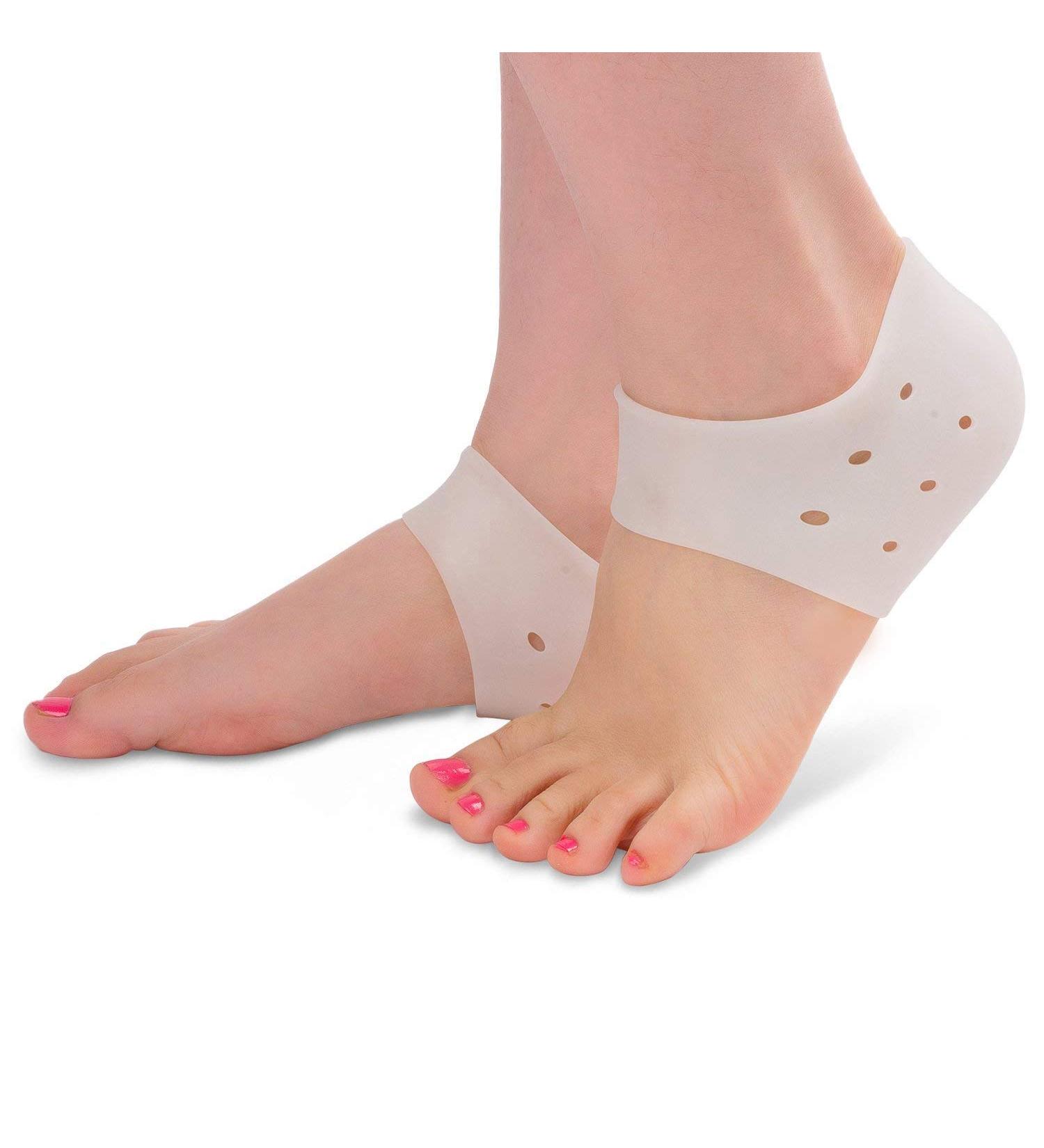 2 Pairs Gel Heel Socks - Silicone Heel Pads for Plantar Fasciitis & Pain Relief Comfort for Crack Heels & Painful Feet - Buy Online on GoSupps.com