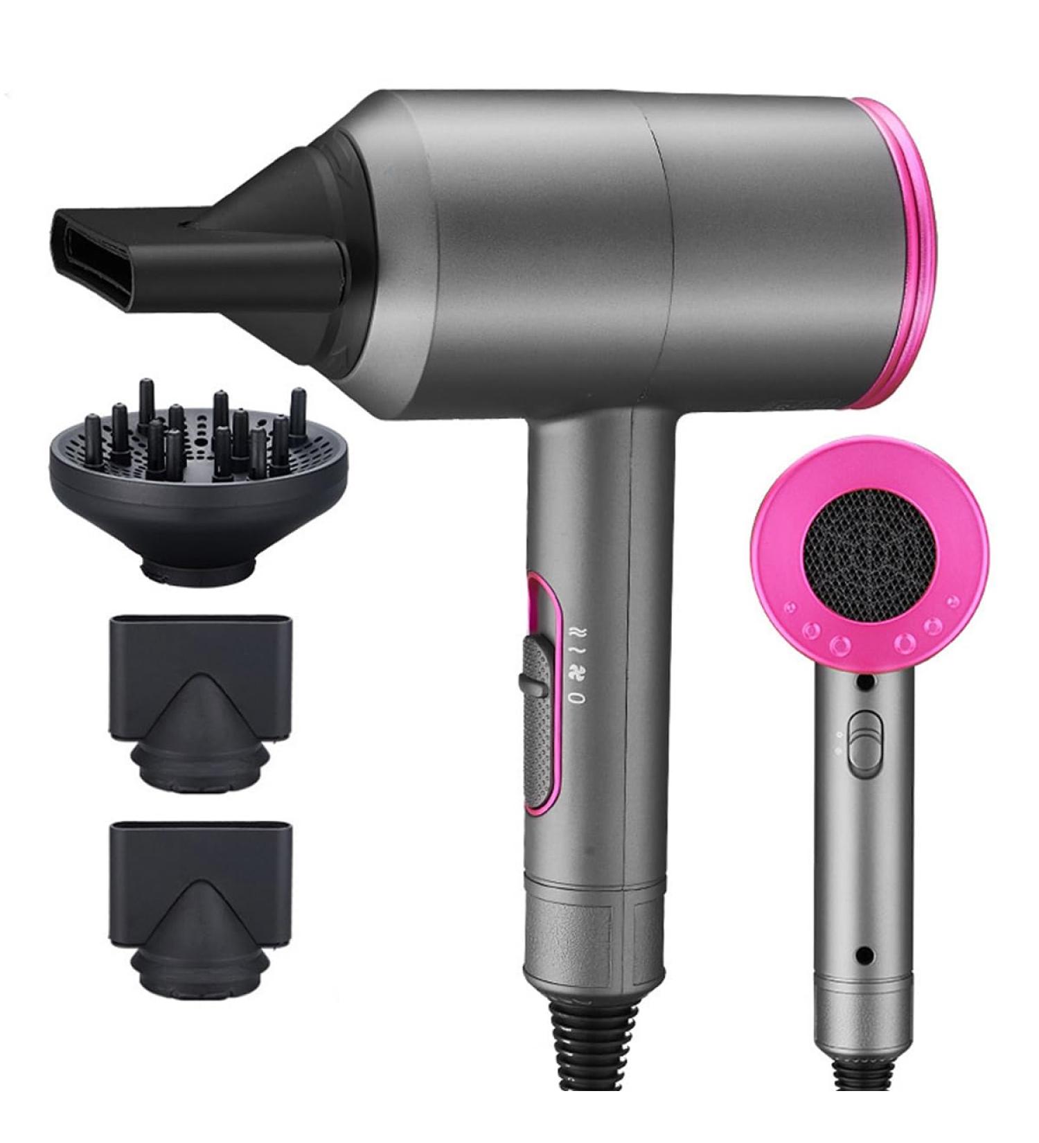YHANNI Hair Dryer 1800W with Negative Ion Technology:Fast Drying Low Noise 2 Concentrator Nozzles 1 Diffuser - Perfect for Home Salon and Travel - Buy Online on GoSupps.com