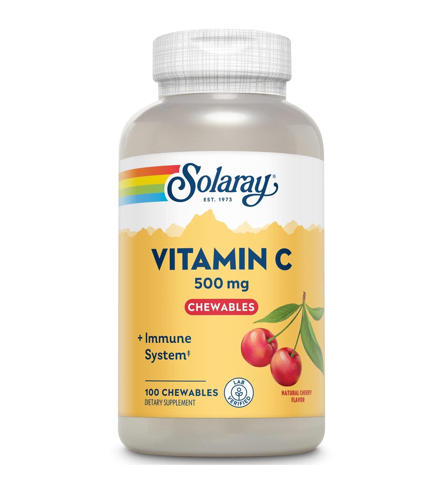 Solaray Vitamin C Chewable Natural Cherry 500 mg 100 Chewable