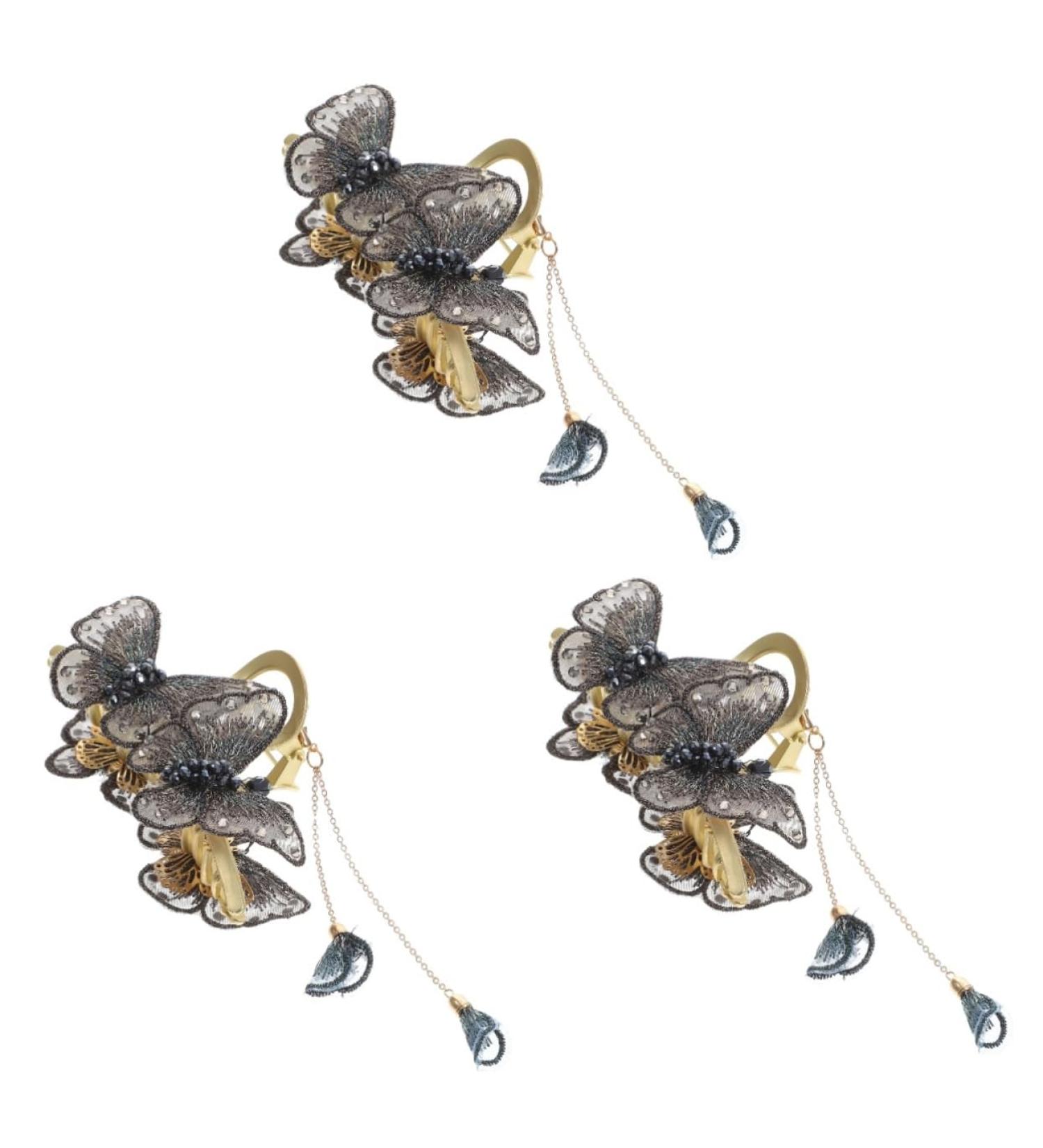 Beaupretty Flower Headpiece headgear catch barrette Butterfly Clip ponytail holder Big Clamps Metal Rhinestone Jaw for women womens tassel Miss alloy Hair Tassel - Buy Online on GoSupps.com