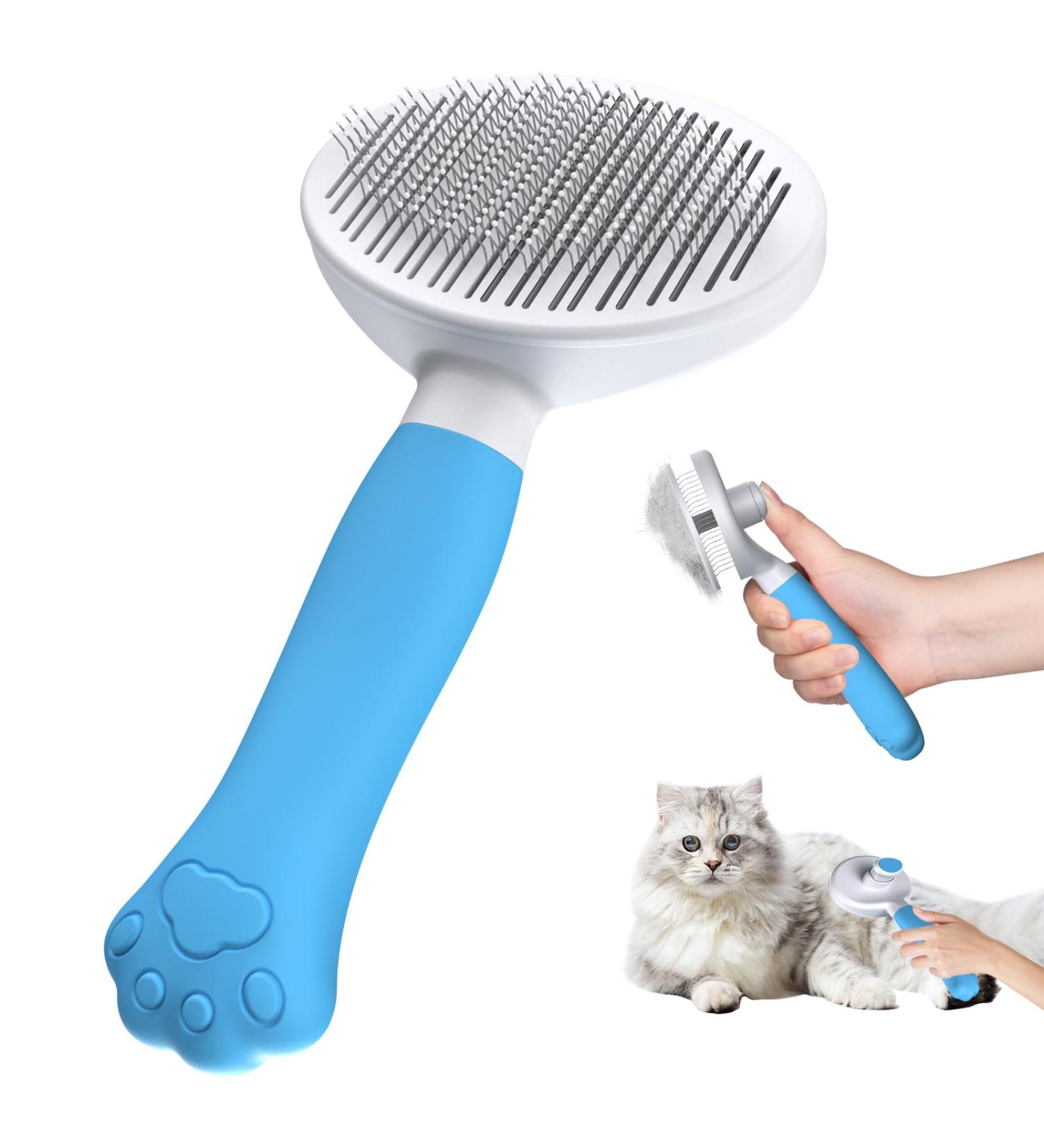 ZIMCATE Cat & Dog Brush - Ergonomic One-Click Cleaning Tool for Short & Long-Haired Pets Ideal for Rabbits - Blauer See Wool Brush - Buy Online on GoSupps.com