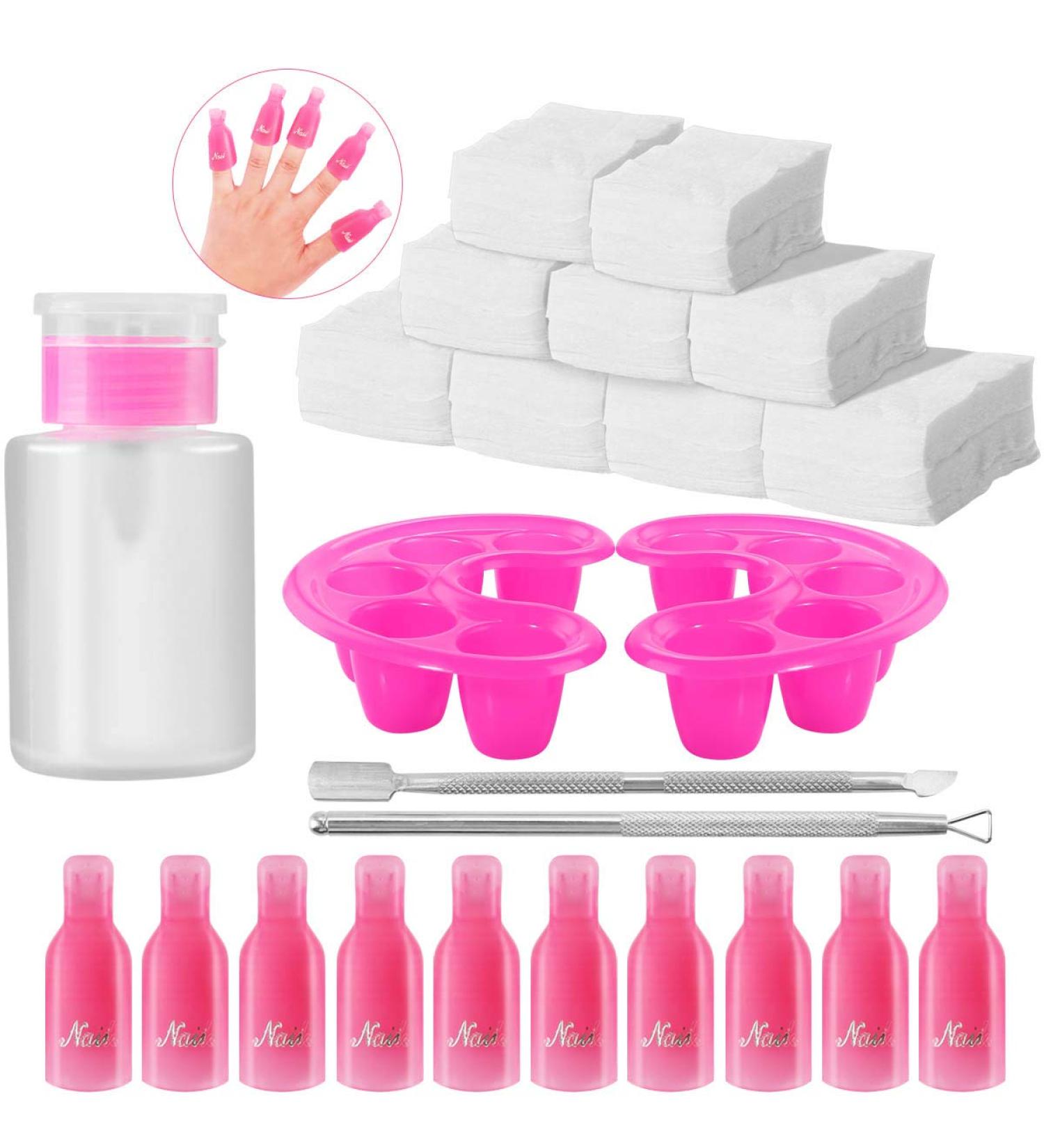 Premium Nail Polish Remover Clips Set - 600 Cotton Pads Nail Tips & Tools for Effortless Nail Care - Buy Online on GoSupps.com