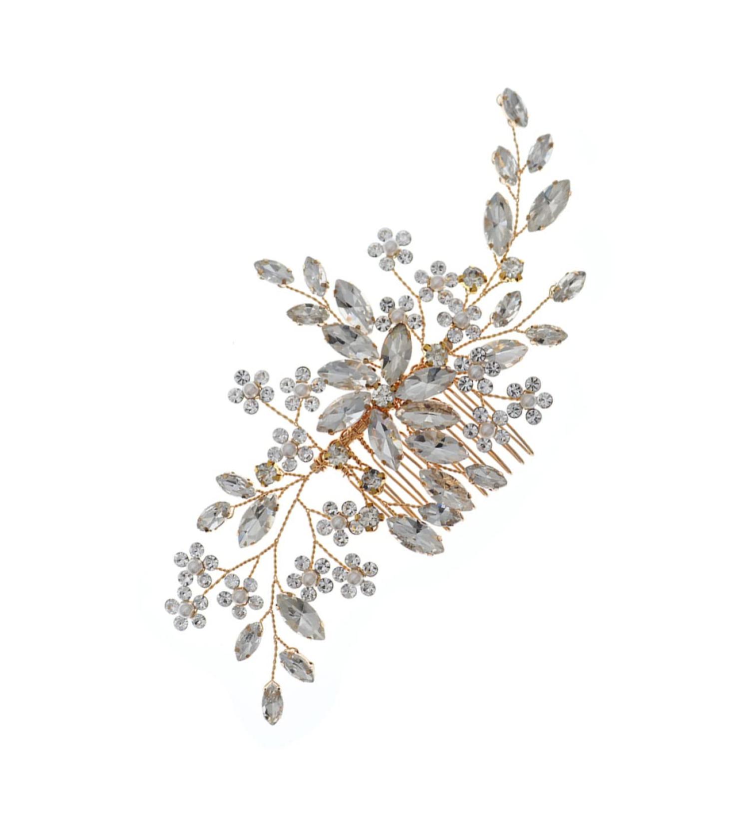 DOITOOL Flower Comb Rhinestone Hair Clips Pearl Hair Barrettes Bride Hair Clip Wedding Pearls Hairpin Women Crystal Hair Comb Tiara Zinc Alloy European and American Hair up Bridesmaid - Buy Online on GoSupps.com