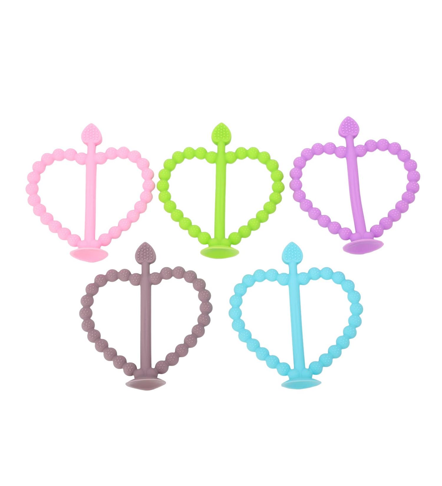 Baby Teething Toy Set - 5PCS Food Grade Silicone Teethers with Suction Cup - Buy Online on GoSupps.com