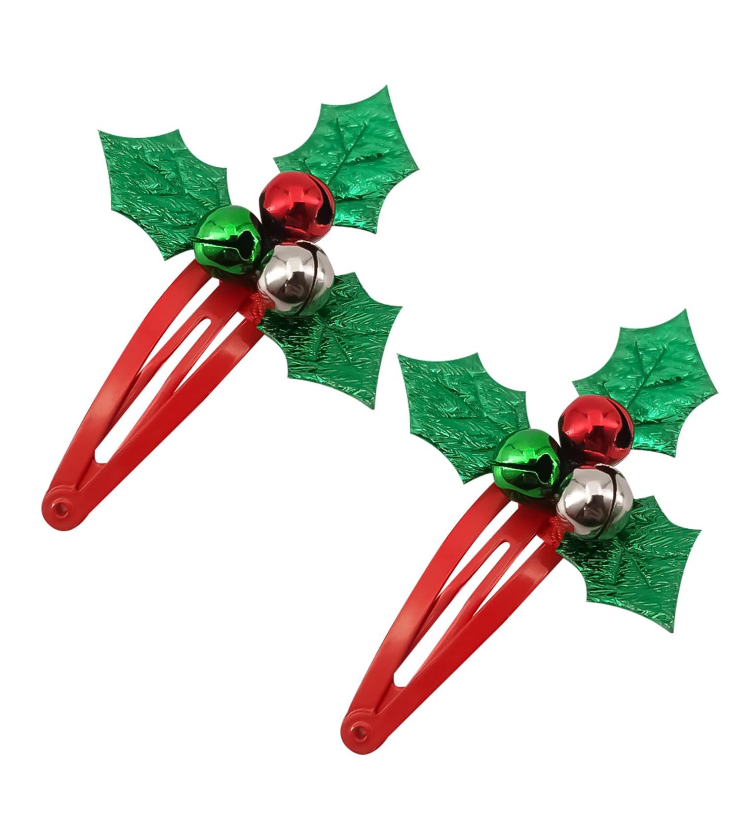 Miaija 2Pieces Jingle Bells Hair Clips Red Green White Holly Snap and Bell Christmas Hair Clips Cute Xmas Hair Accessories for Women Girls Xmas Holiday Decoration - Buy Online on GoSupps.com