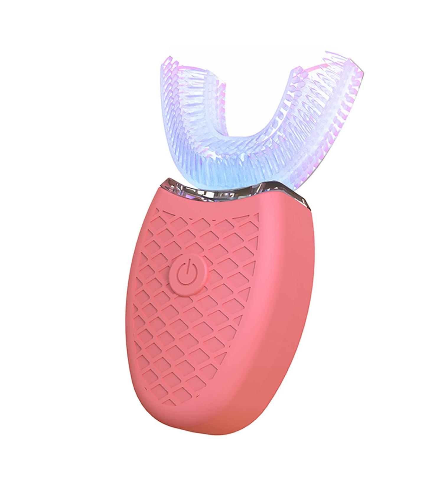 Clenp Electric Toothbrush - U-Shaped 360 Ultrasound Silicone Blue Light Toothbrush for Adults - Pink Home Use - Buy Online on GoSupps.com