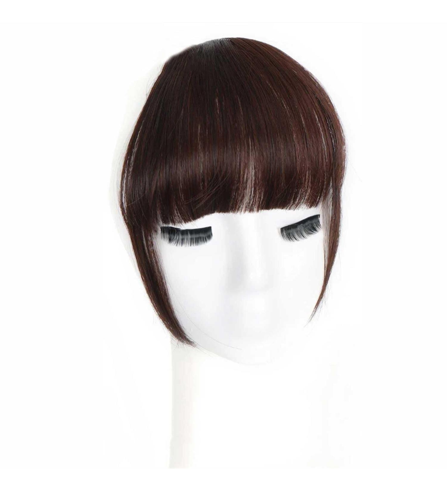 Bangs Clip in Bangs-Fake Bangs Hair Clip Dark Brown Clip on Bangs Real Human Hair Air Curtain Bangs for Women Clips Bangs Hair Extensions Fringe Curved Bangs for Women Curved Bangs for Daily Wear ( T1B/30