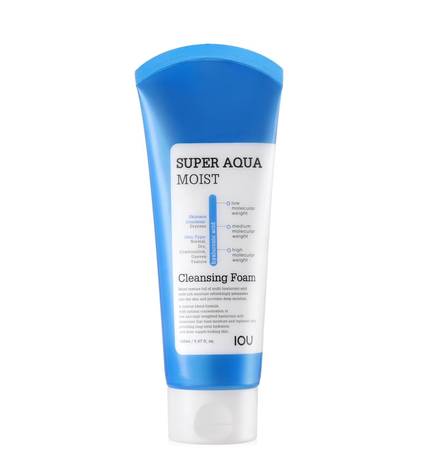 WELCOS IOU Super Aqua Moist Cleansing Foam - Hydrating Soothing & Nourishing with Hyaluronic Acid | Korean Skin Care 150ml | International Shipping Available - Buy Online on GoSupps.com