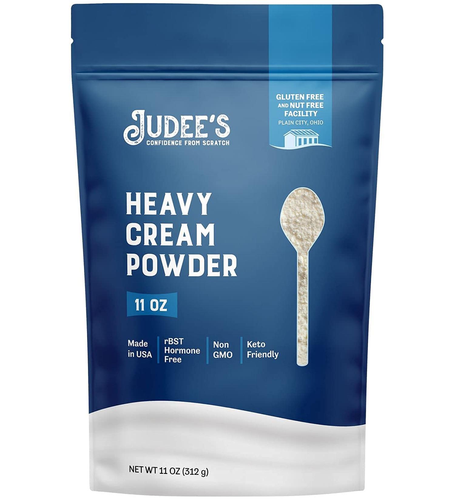 Judee's Heavy Cream Powder 11 oz - GMO & Preservative Free - Made in USA - Keto Friendly - Add Healthy Fat to Coffee, Sauces & Dressings - Buy Online on GoSupps.com