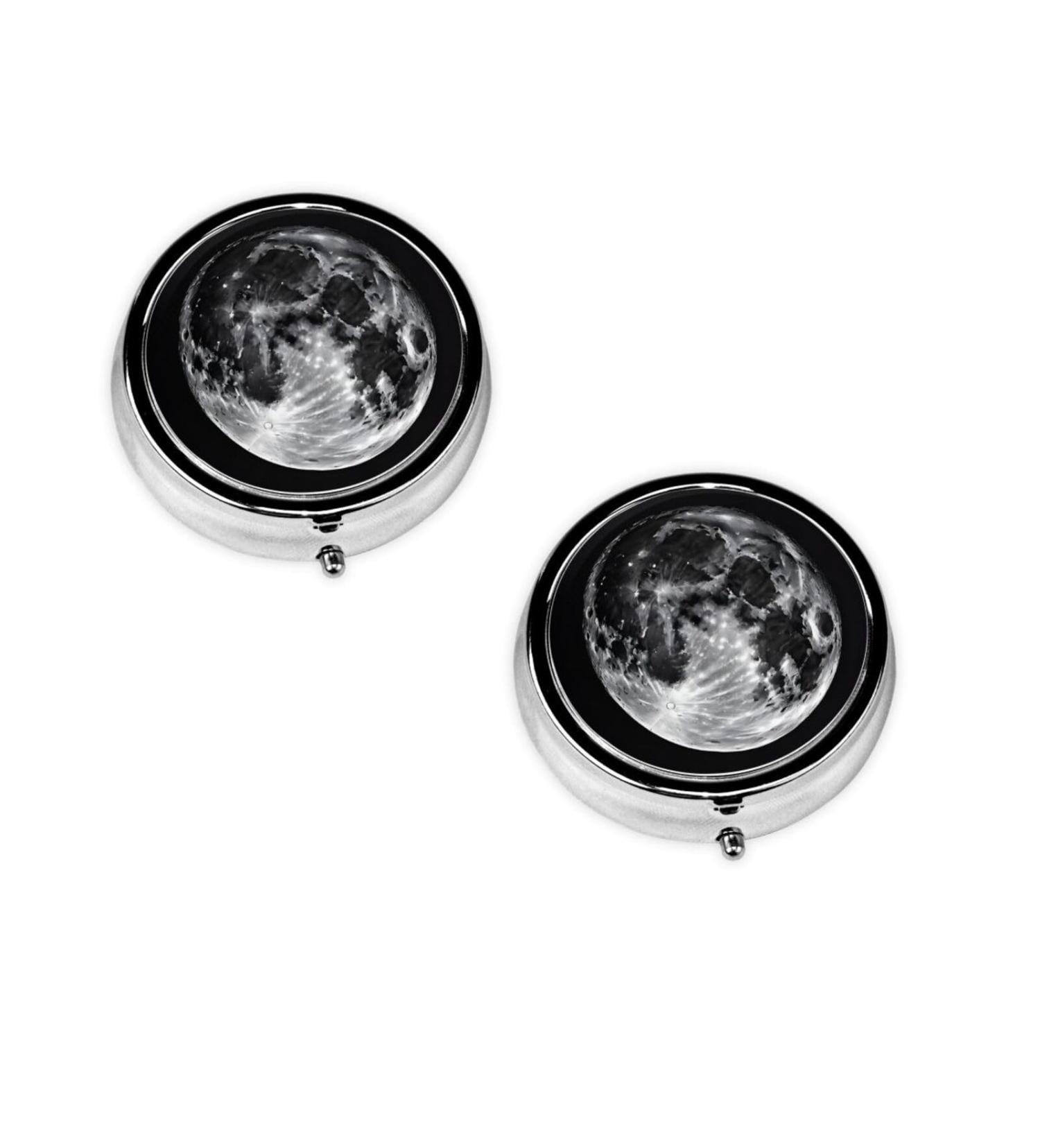 Moon Round Pill Box - 3 Compartment Portable Travel Medicine Organizer | Mini Decorative Pocket Vitamin Holder - Buy Online on GoSupps.com