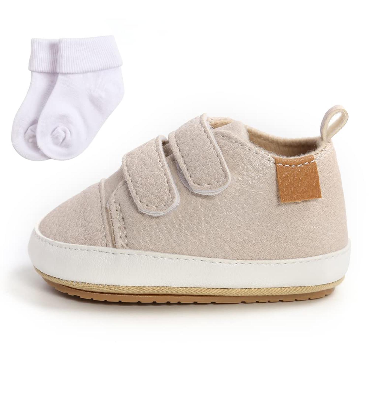 Baby PU Leather Sneakers for Boys & Girls | Anti-Slip First Walking Shoes 0-18 Months | Includes Socks | Xing - Buy Online on GoSupps.com