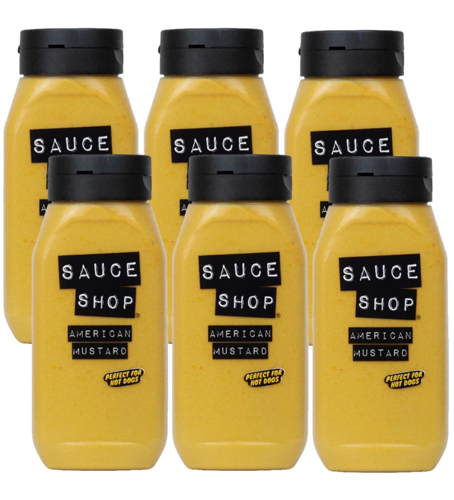 Sauce Shop - American Mustard - Perfect with Hotdogs & Burgers - Gluten Free - Vegan-Friendly - 480g - Pack of 6
