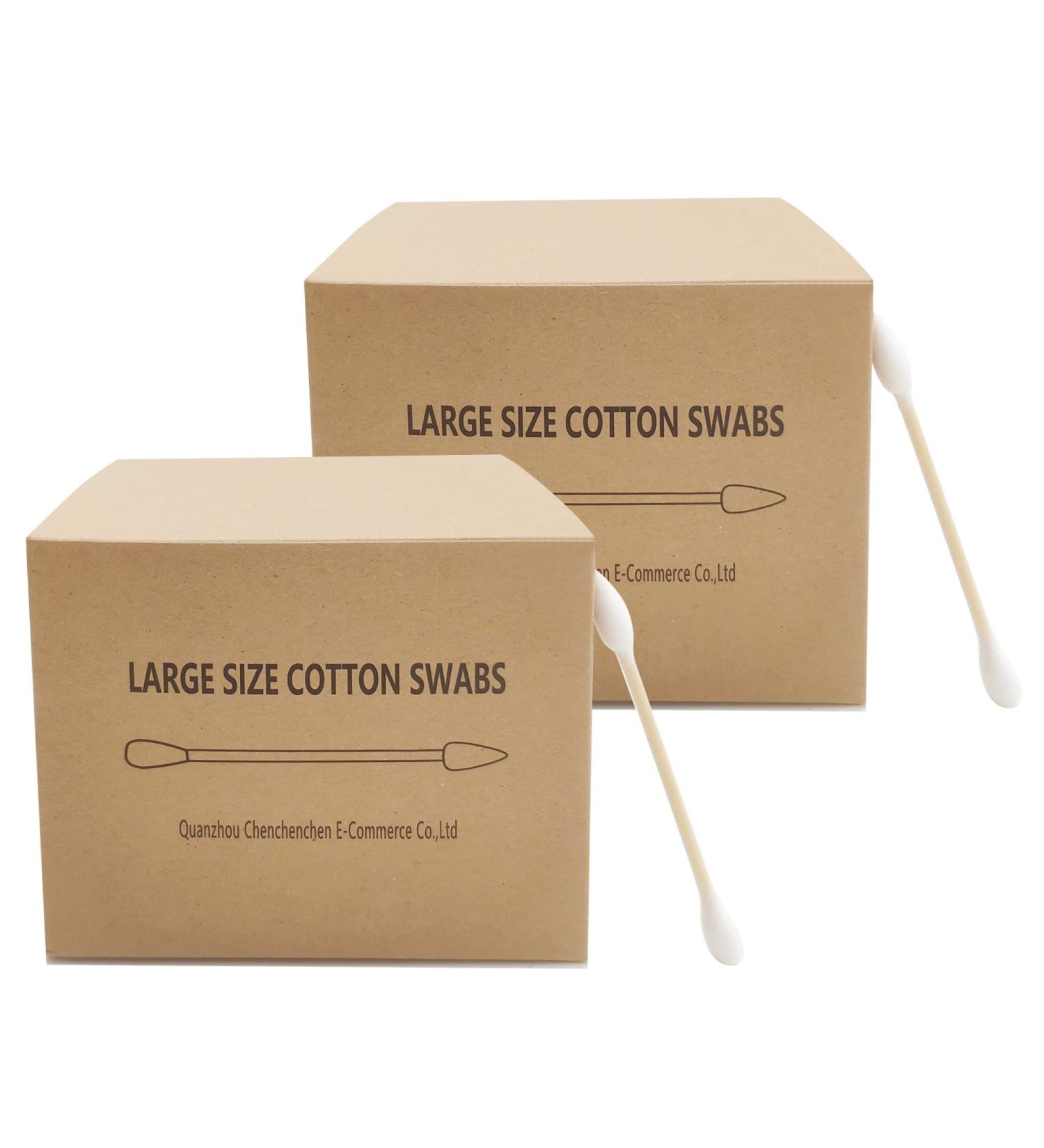 Thick Cotton Swabs XL - 2 Packs Natural Organic Biodegradable Cotton Buds with 600pcs Thick Tips (Pointed & Round) - Buy Online on GoSupps.com