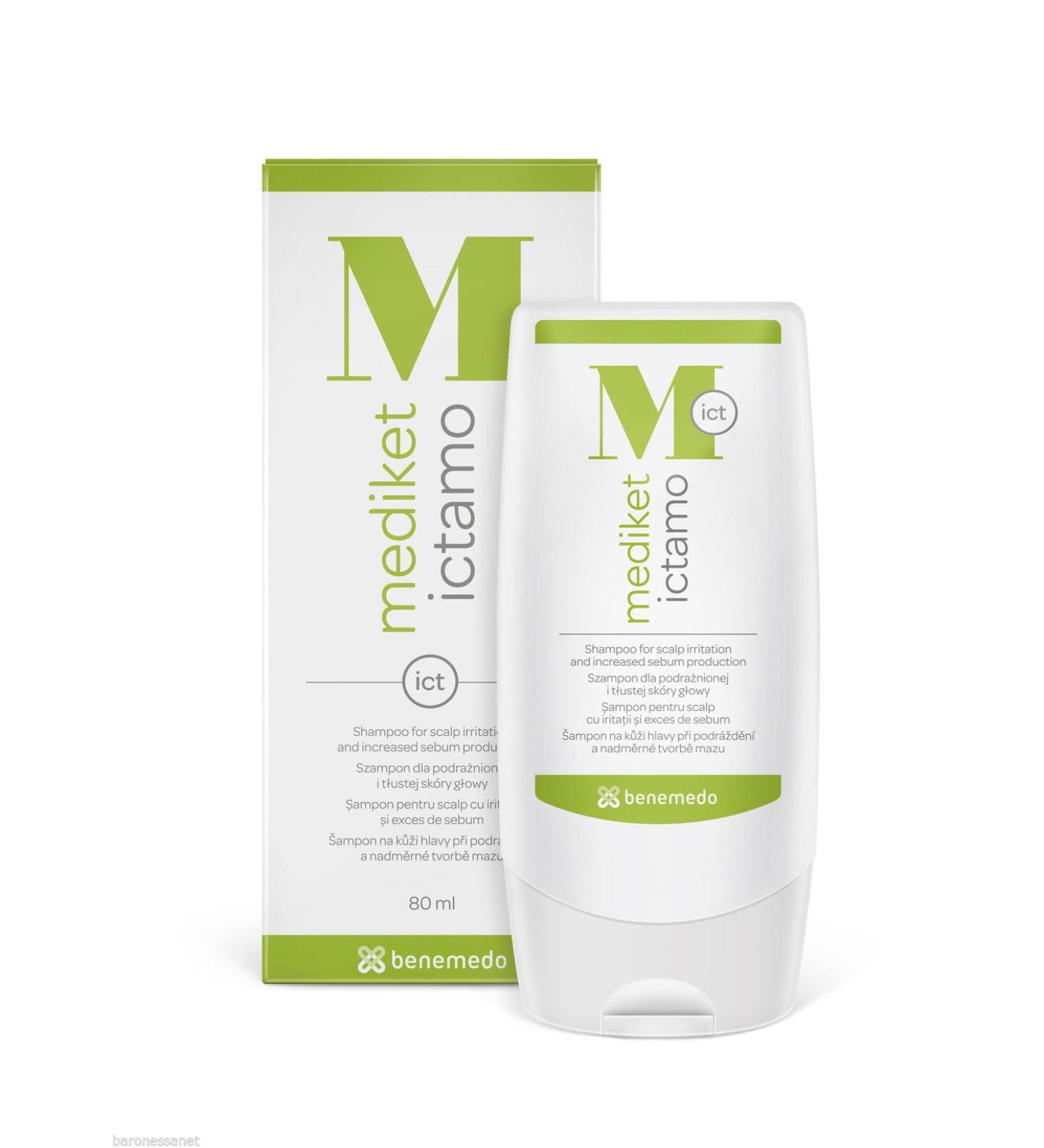 Mediket Ictamo Shampoo 80ml Seborrhoea in Hair Scabs Sores Excessive Sebum Strong Hair