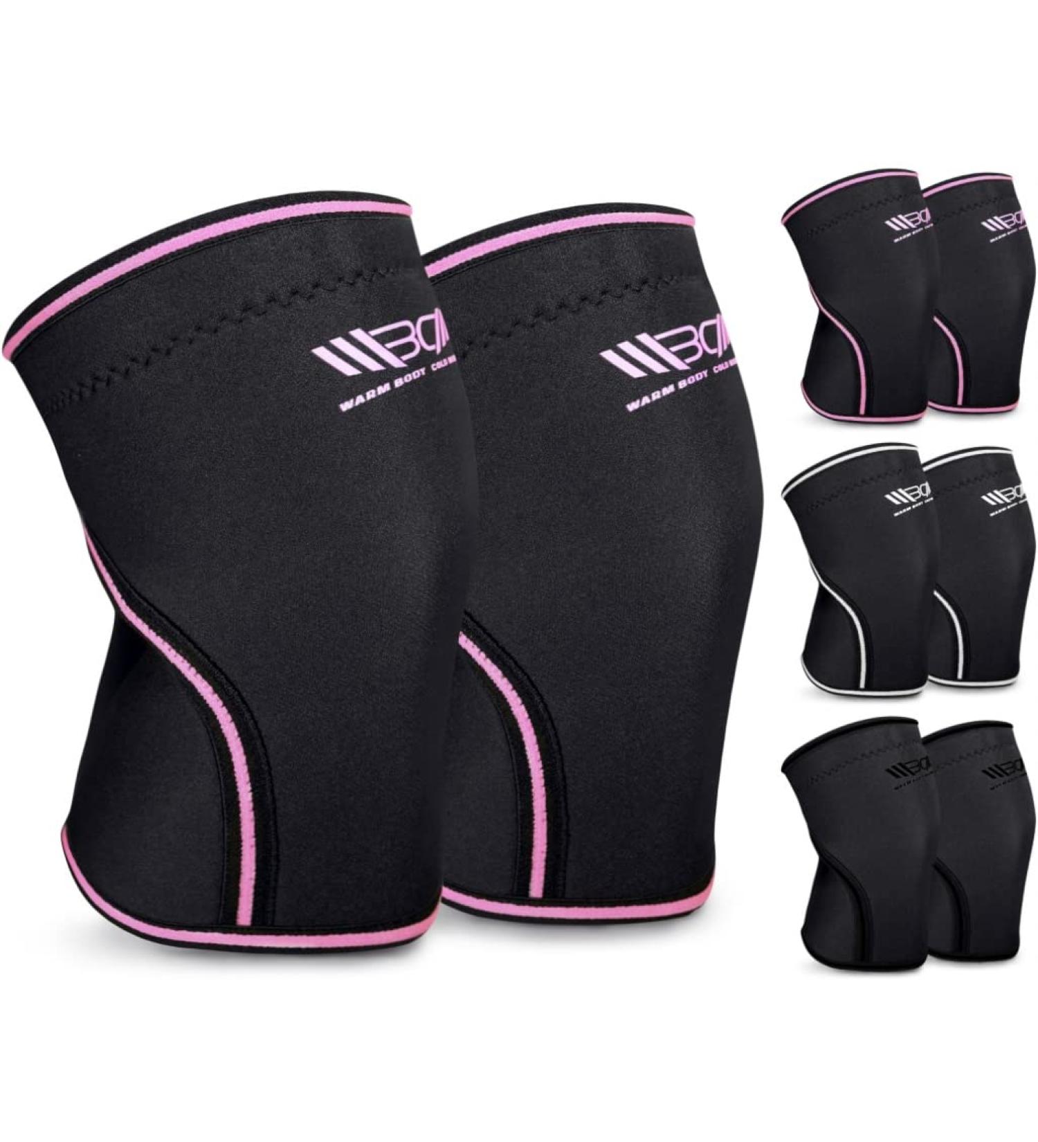 Warm Body Cold Mind Premium 7mm Neoprene Knee Sleeves - Anti-Slip Compression Support for Strength Sports & Weight Lifting - XXL Black/Pink (39.5-43cm) - Buy Online on GoSupps.com