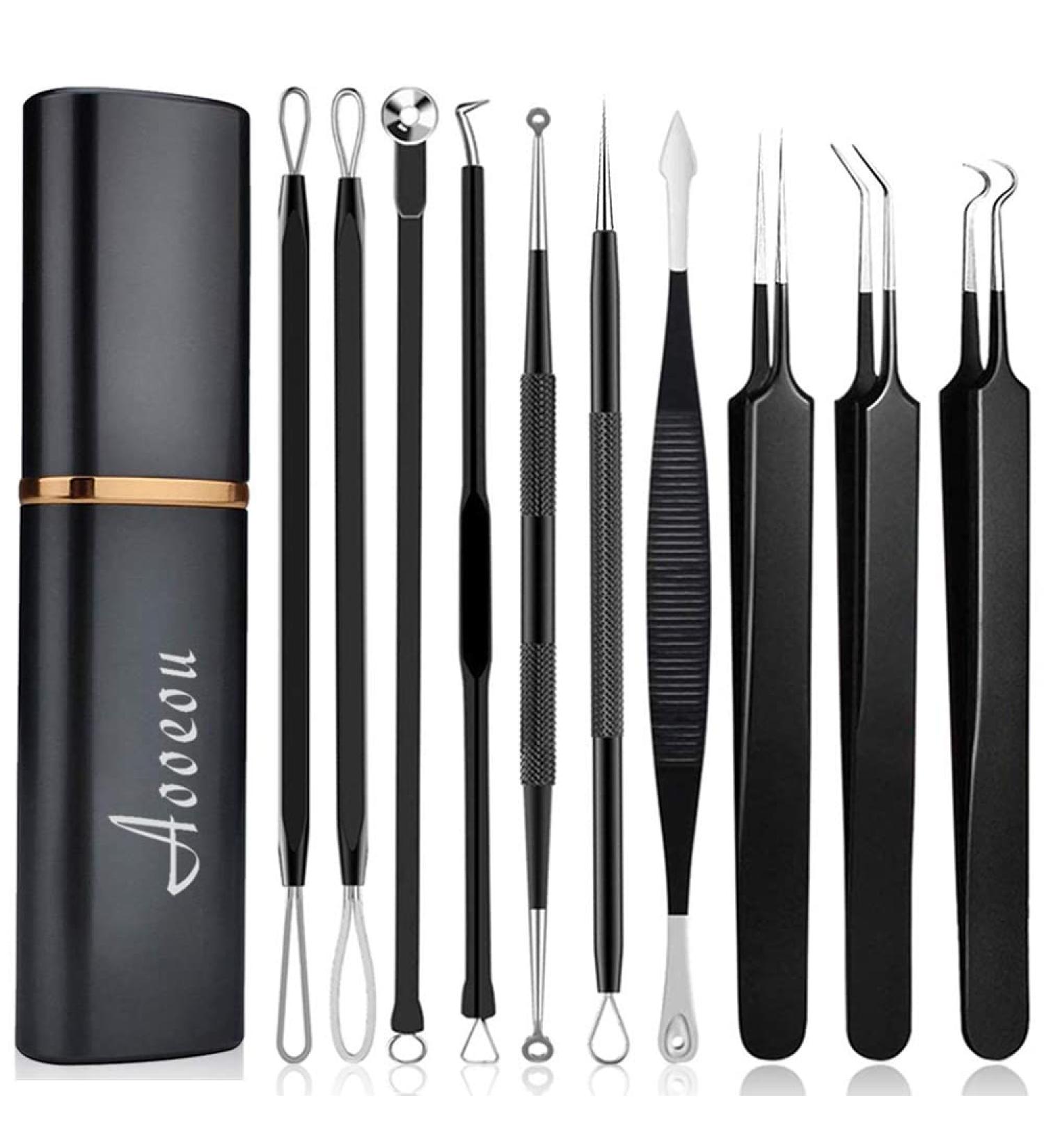 Pimple Popper Tool Kit - 10 Pcs Professional Comedone Extractor for Acne Removal - Buy Online on GoSupps.com