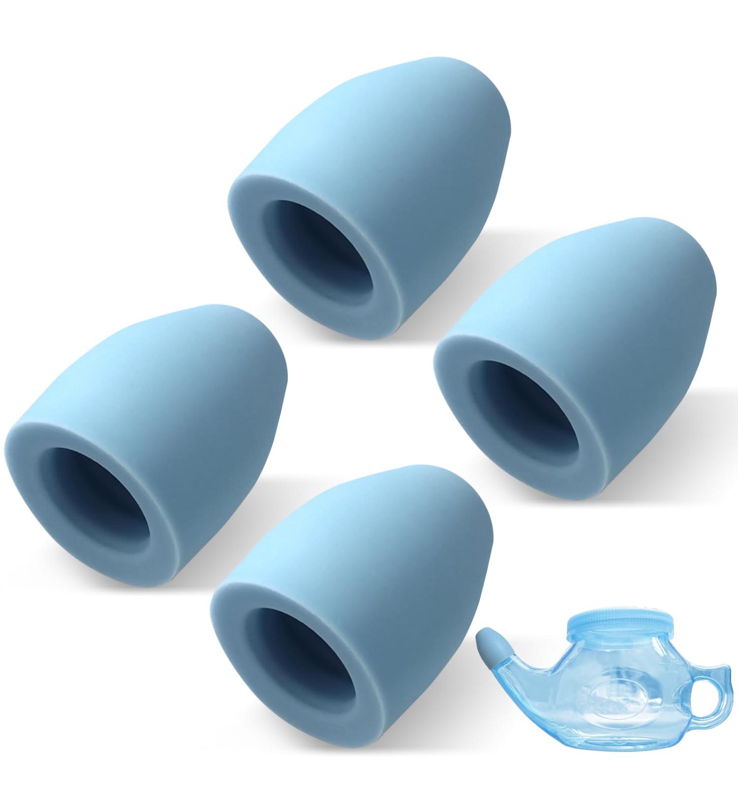 Calvana (4-Pack) Neti Pot Nasal Tips, Compatible with SinuCleanse Soft Tip Neti-Pot Nasal Rinse System, Food-Grade Silicone, BPA-Free & Latex-Free - Buy Online on GoSupps.com