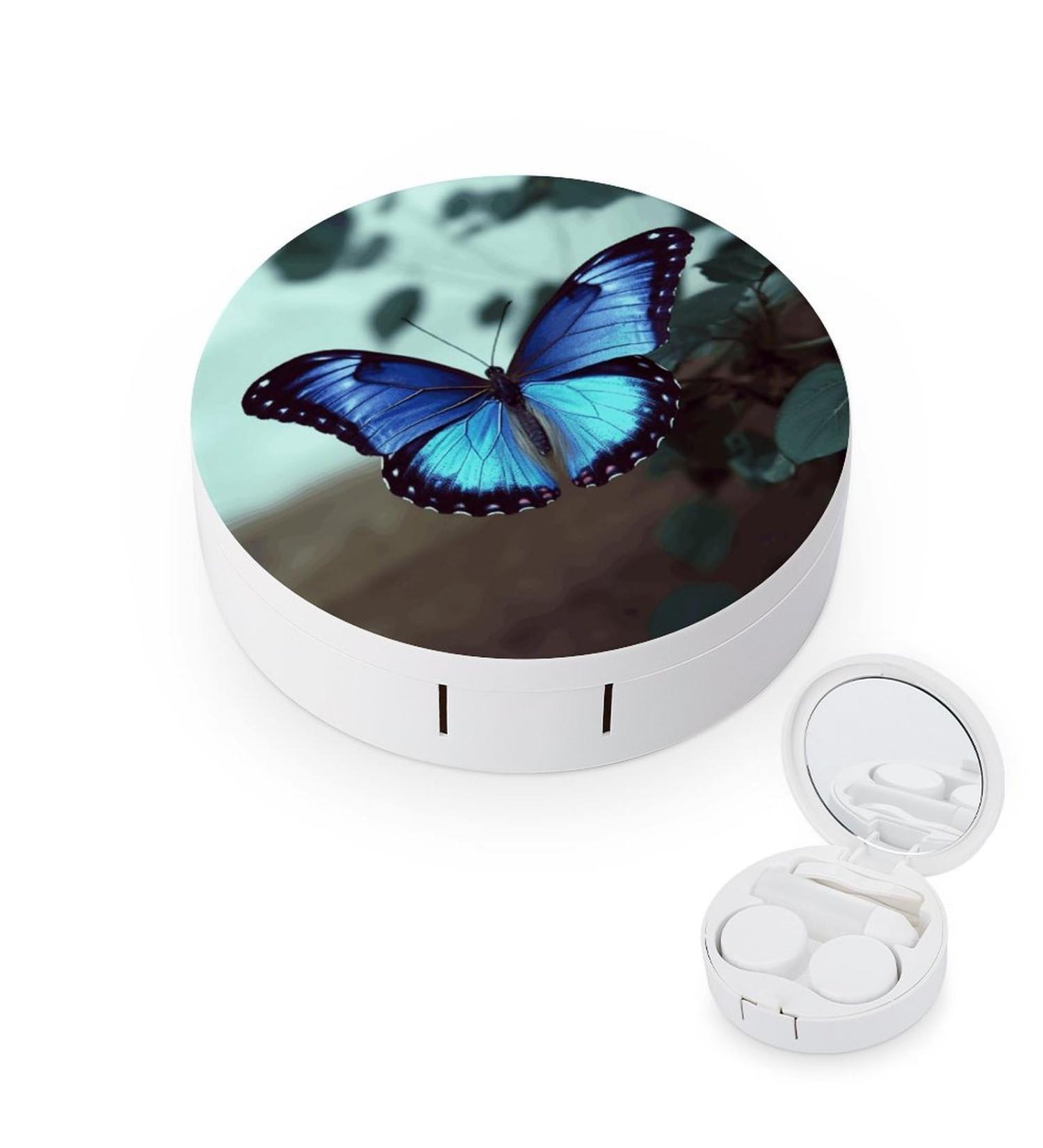Buy Blue Butterfly Print Contact Lens Case | Durable Travel Lens Care Box for International Shipping - Buy Online on GoSupps.com