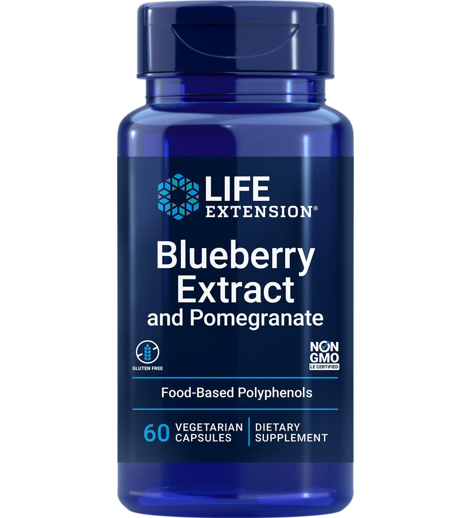 Life Extension Blueberry Extract & Pomegranate - 60 Vegetarian Capsules for Antioxidant Support - Buy Online on GoSupps.com