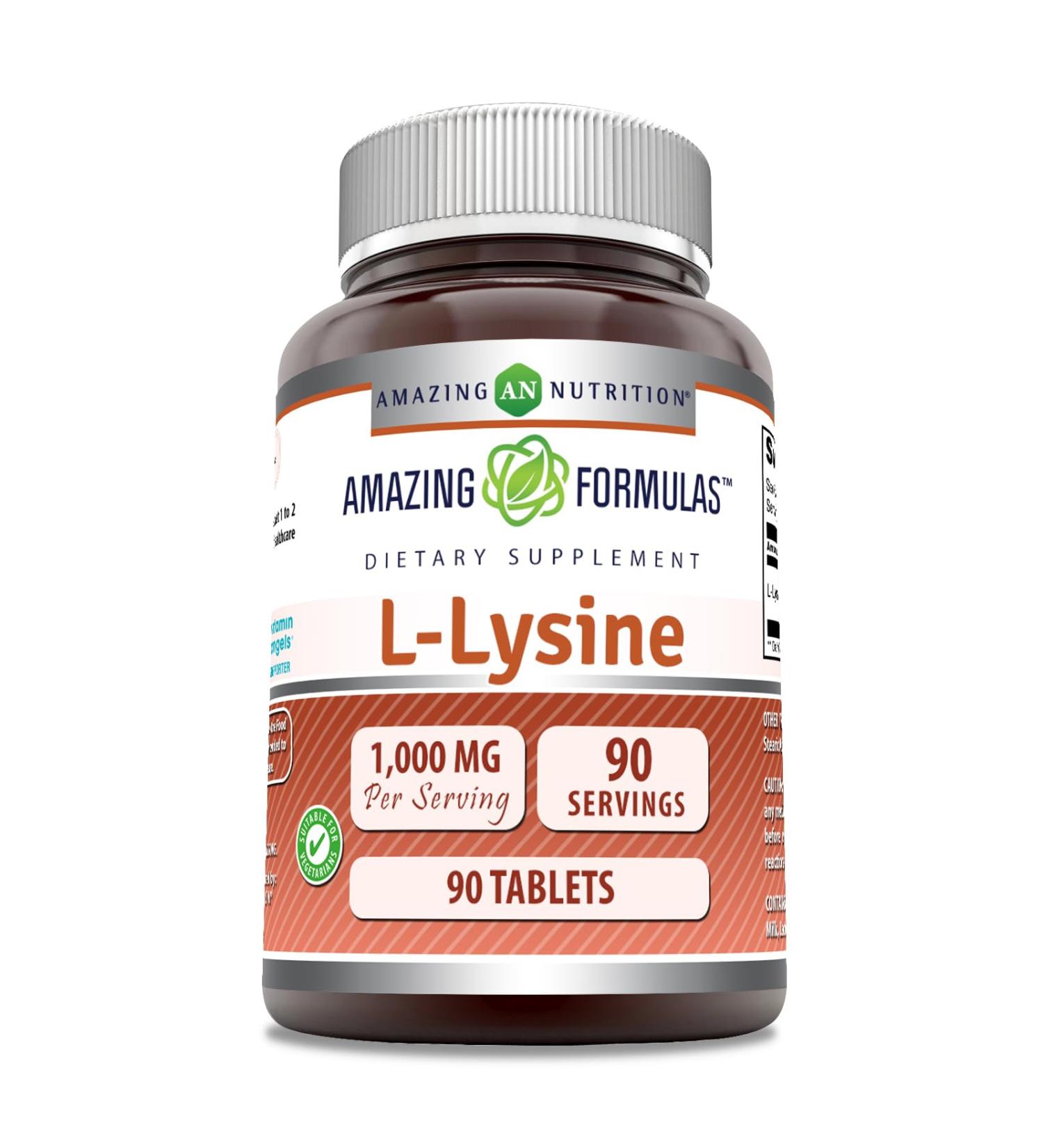 Buy Amazing Formulas L-Lysine 1000mg Tablets - Non-GMO Gluten Free & Made in USA | 90 Count Amino Acid Supplement for Immune Support - Buy Online on GoSupps.com