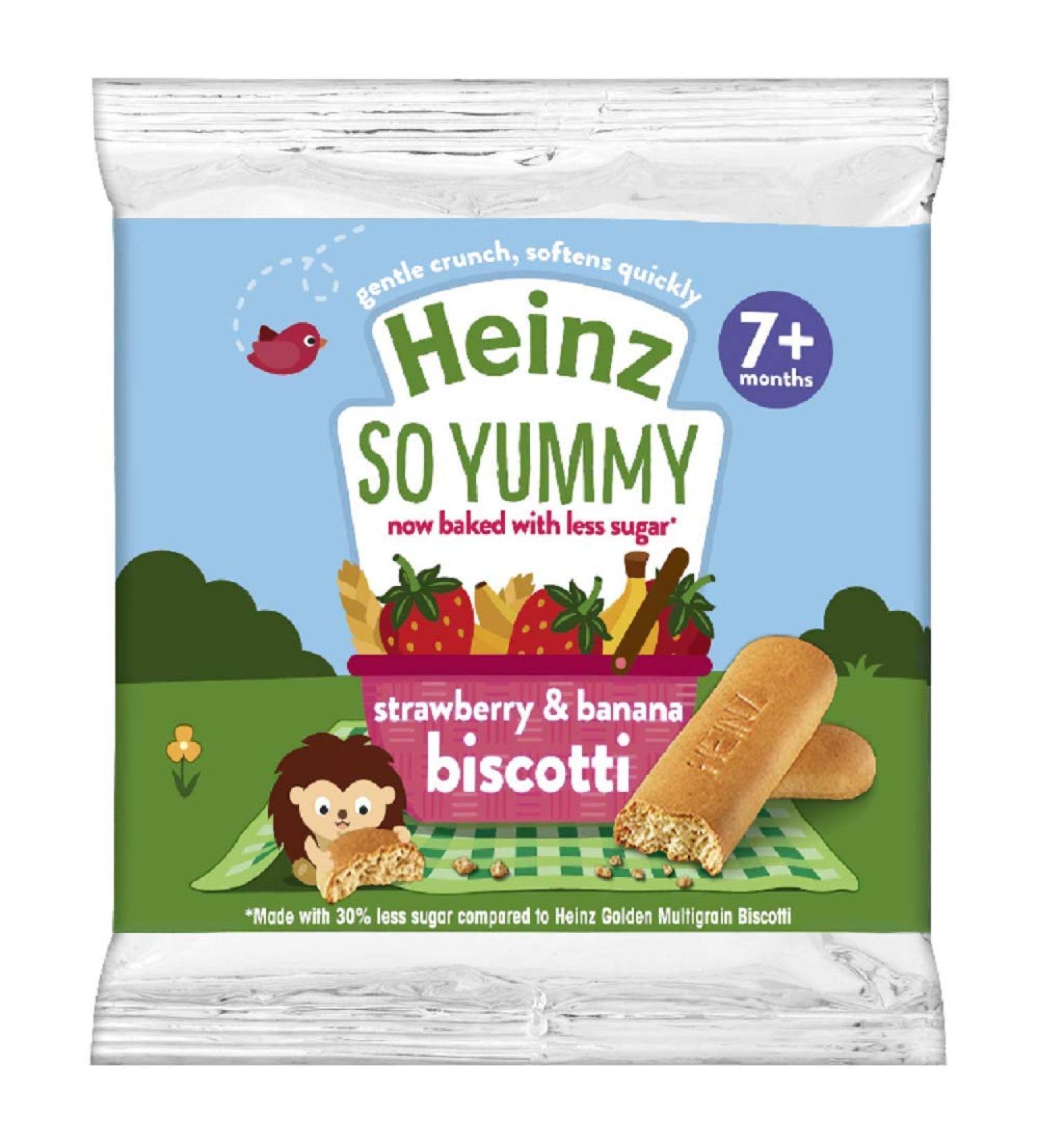 Heinz So Yummy Strawberry & Banana Biscotti 7+ Months 60g | Delicious Baby Biscuit - Buy Online on GoSupps.com