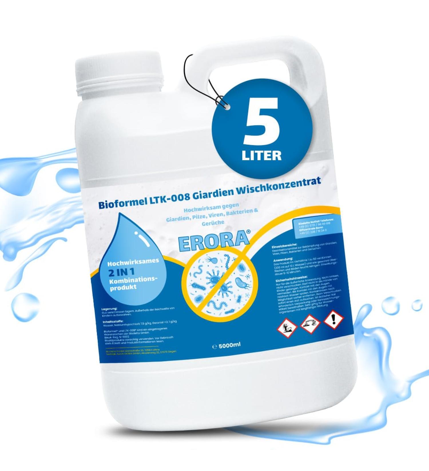 ERORA Anti Giardia Wiping Concentrate (5L) Effective Germ Protection for International Shipping - Buy Online on GoSupps.com