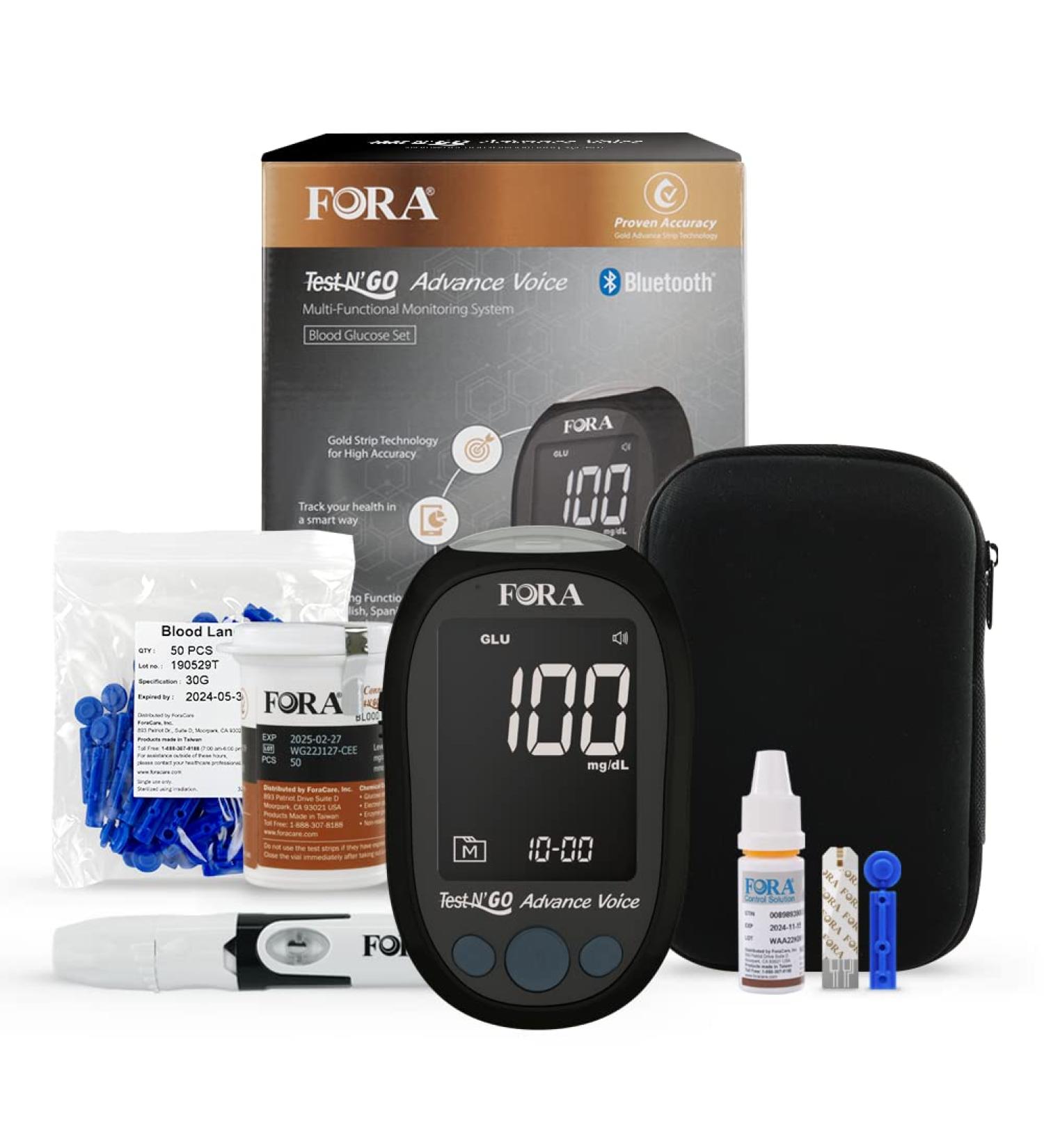 FORA Test N'GO Advance Voice Blood Glucose Kit - Ideal for Diabetes Measurement - Buy Online on GoSupps.com