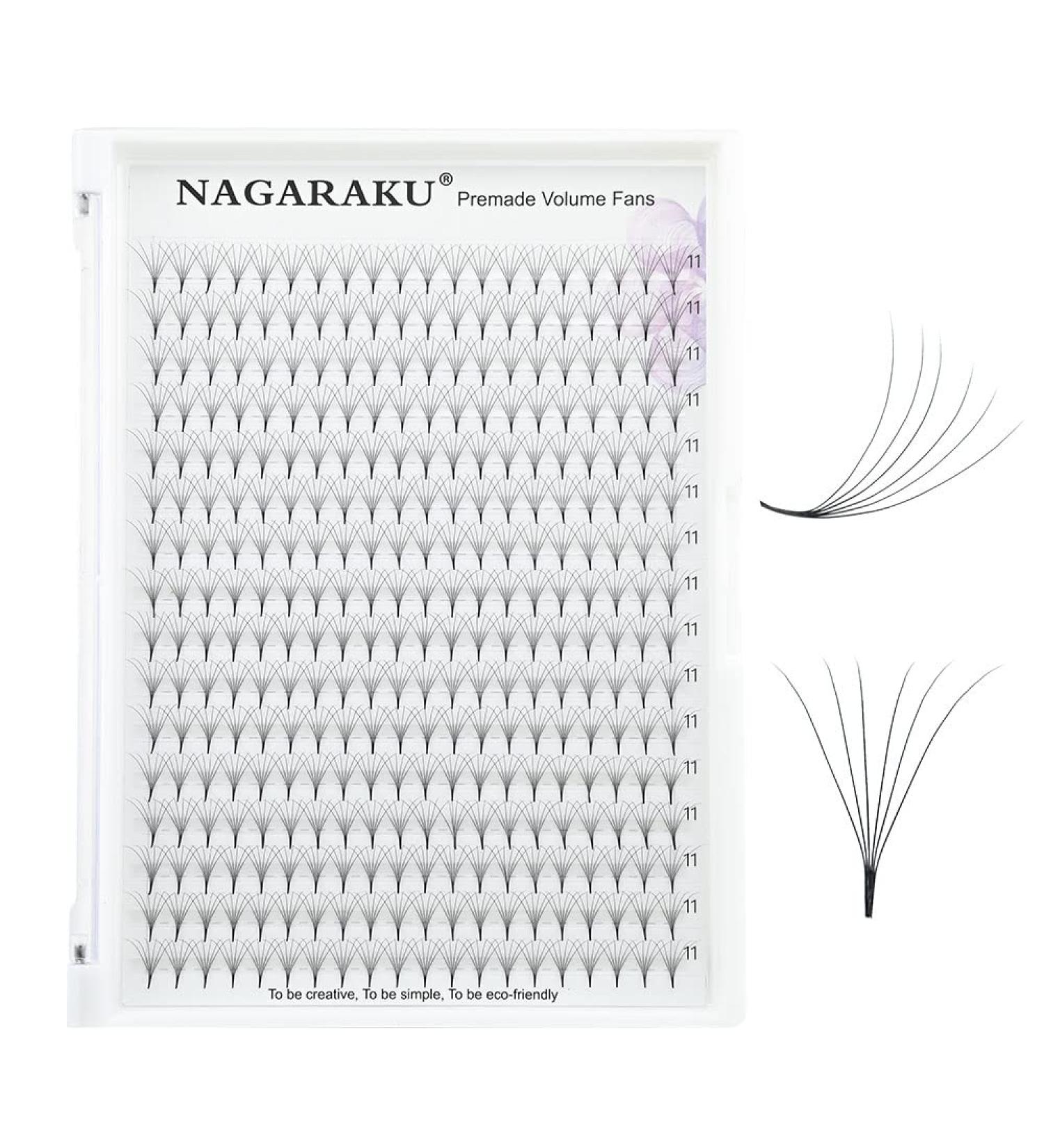Nagaraku 320pcs Volume Eyelash Extensions - 6D 0.07mm Premade Fans (11mm D Curl) - Narrow Stem 16 Rows - Buy Online on GoSupps.com