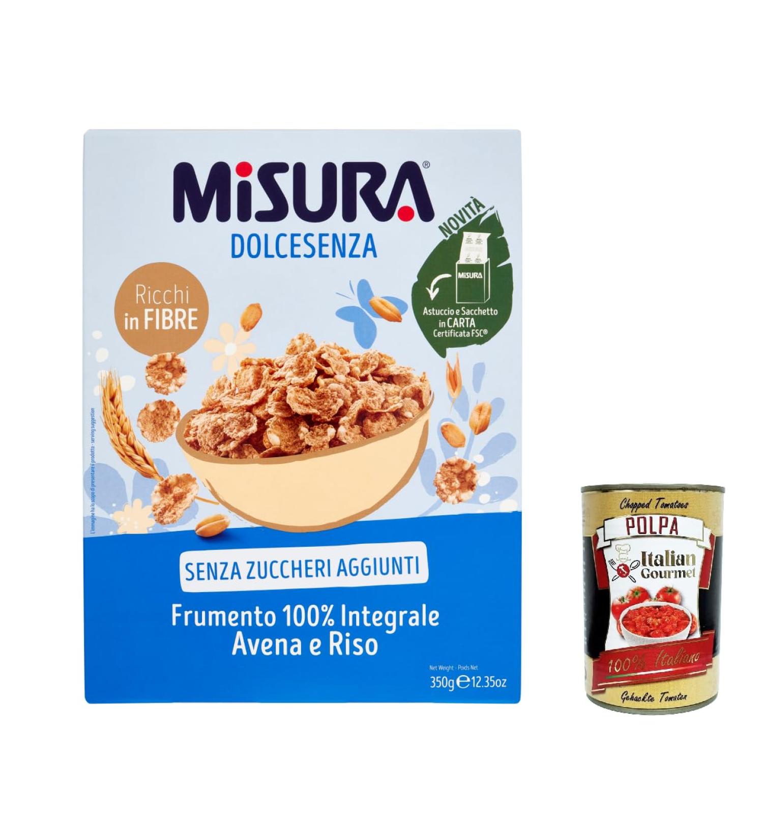  Italian Gourmet E.R. Misura Cereali Integrali Fiocchi di Frumento Dolcesenza Set of 6 oat and rice flakes without added sugar 350 g + Italian Gourmet pulp 400 g - Buy Online on GoSupps.com