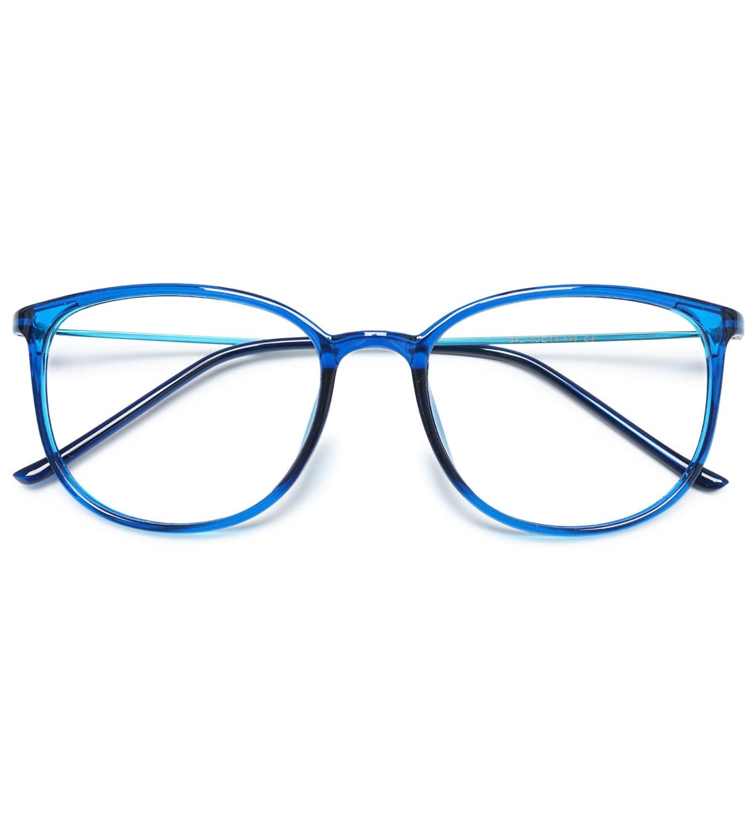 Koosufa Classic Retro Nerd Glasses for Men & Women - Round Panto Frames Vintage-Style Fake Glasses with Case - Blue - Buy Online on GoSupps.com
