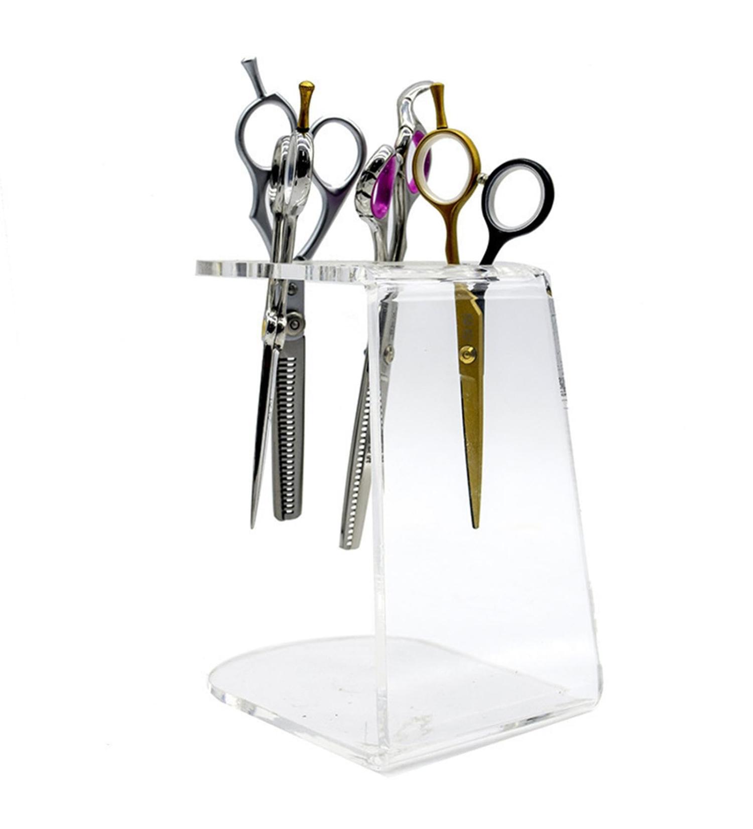 Xiixuuj Salon Shear Holder - Acrylic Scissors Holder for Groomer - Clear Stylist Tool Rack 6 Holes Combs Storage Container for Barber Shop Home - Buy Online on GoSupps.com