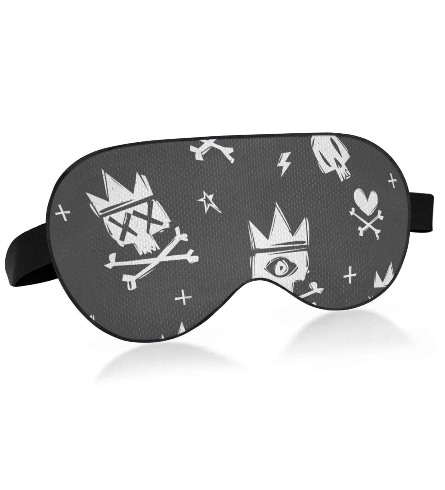 Unisex Haskirky Light Blocking Eye Mask - Breathable & Adjustable for Travel, Yoga, Meditation - Cartoon Skull Design - Buy Online on GoSupps.com