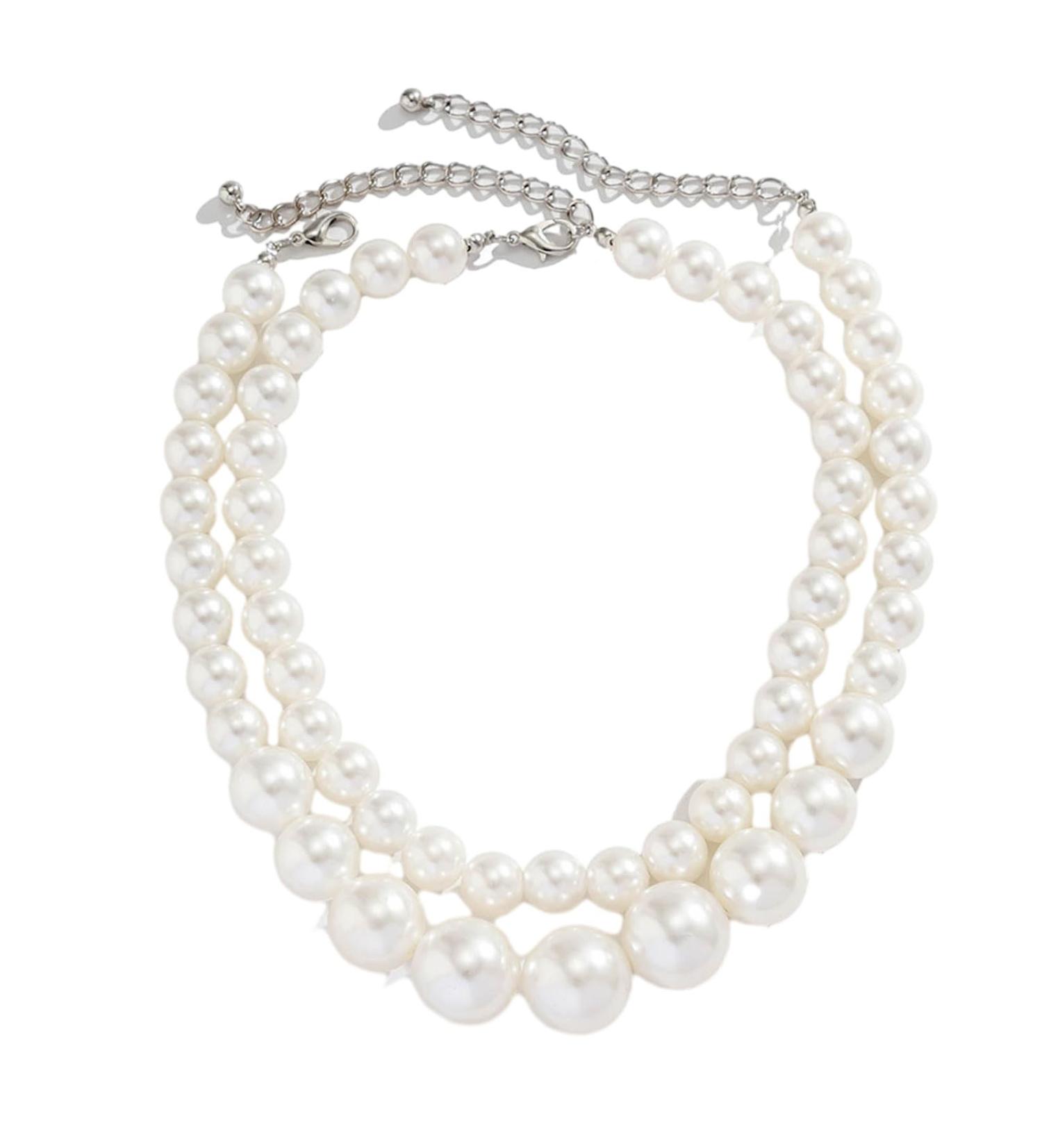 Oralgos Pearl Chain Set - Elegant Party Jewelry | 2 Stunning Necklaces | Fashionable ABS Pearls - Buy Online on GoSupps.com