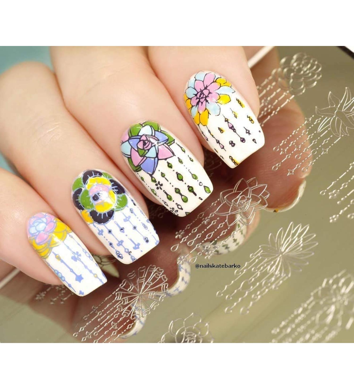 KADS Nail Stamping Plate FL028 - Flower Nature DIY Manicure Stencil Tool - Buy Online on GoSupps.com