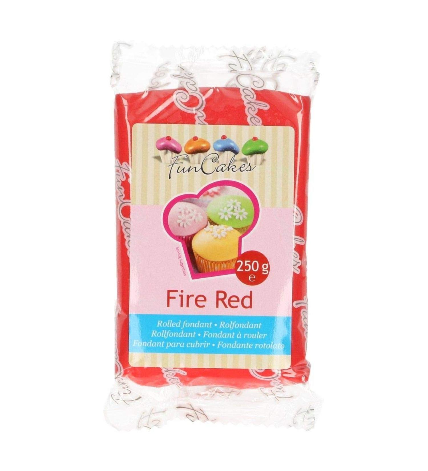 Funcakes Fondant Fire Red: Easy to use smooth elastic soft and cuddly perfect for decorating cakes halal kosher and gluten -free.250 g fire red (250 g)