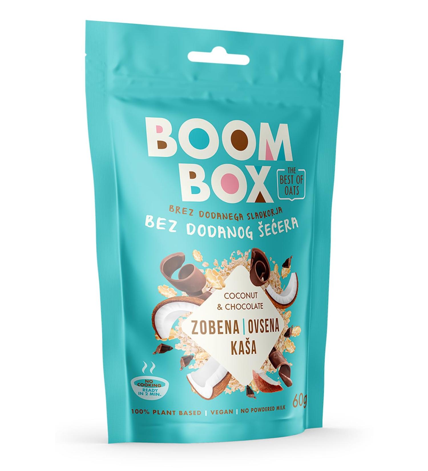 BOOM BOX Coconut Chocolate Oatmeal - 60g - Creamy Coconut with a Hint of Chocolate