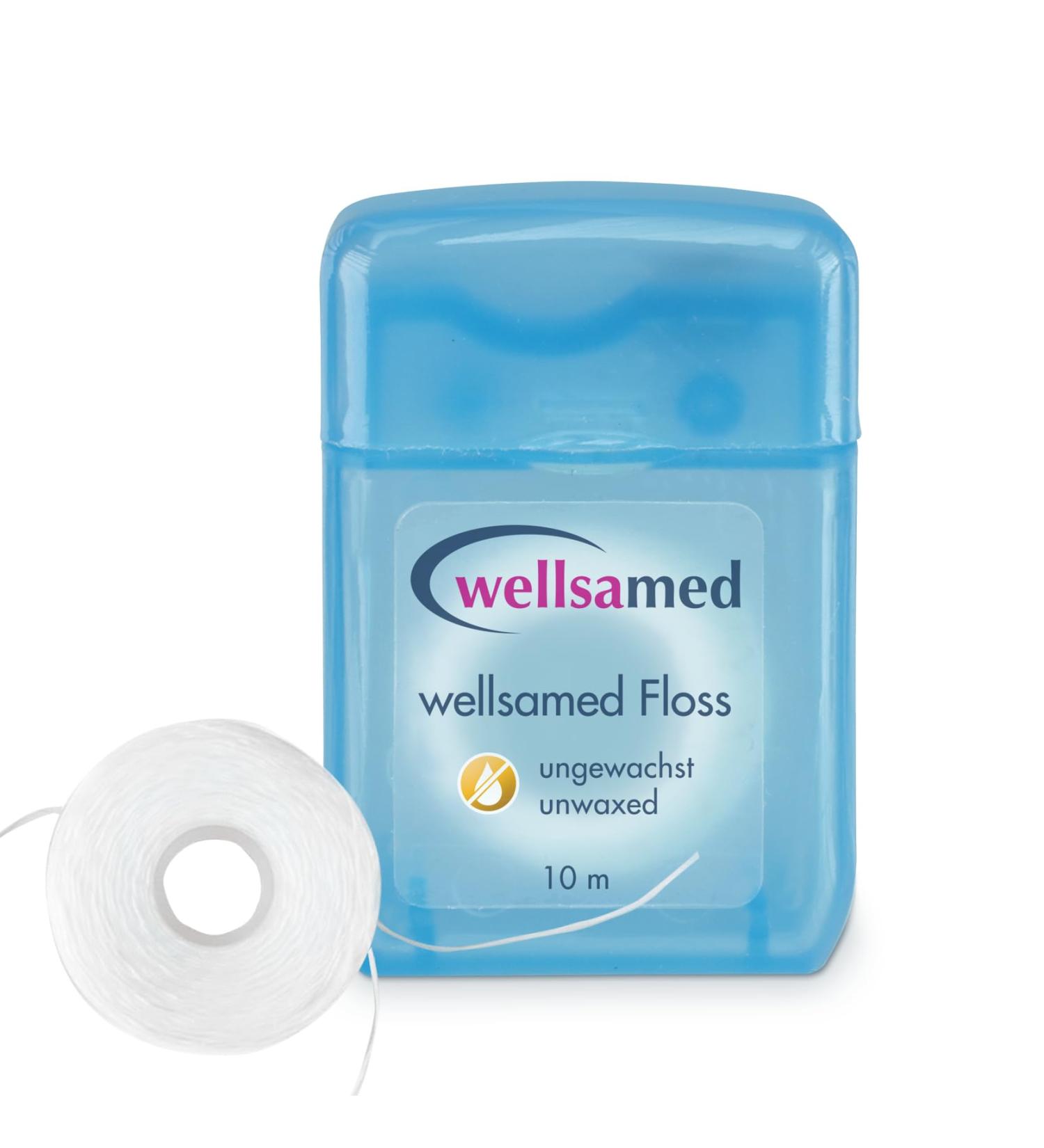Wellsamed Dental Floss 10m Dispenser - Tasteless Interdental Cleaning | Buy Online - Buy Online on GoSupps.com