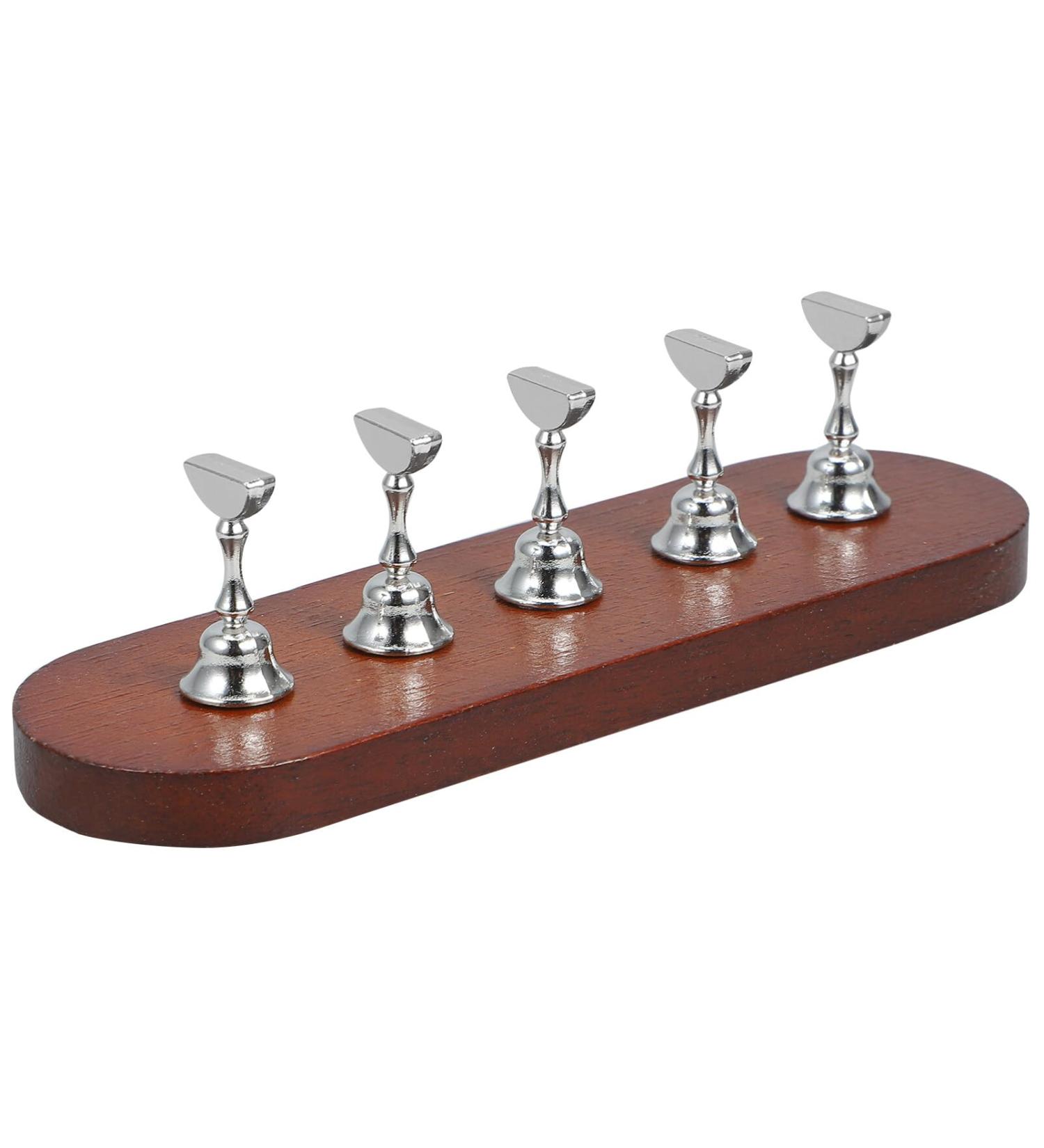 Baluue Nail Stand for Press on Nail Holder for Painting Nails Wood Nail Display Stand for False Nail Tip Manicure Tool Nail Art Display Home Salon Silver - Buy Online on GoSupps.com