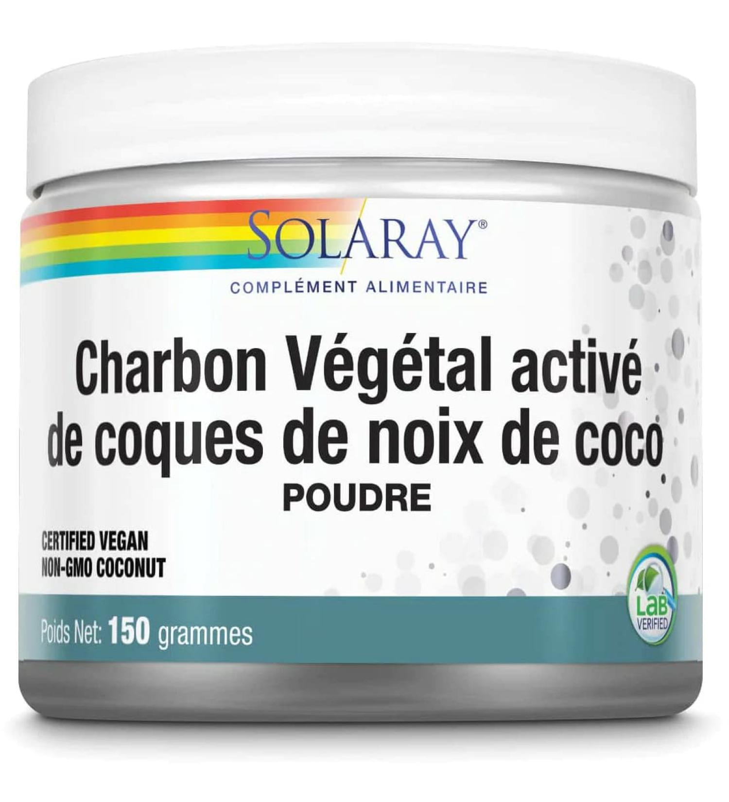 Solaray Coconut Shell Activated Vegetable Charcoal 150g Vegan - Buy Online on GoSupps.com