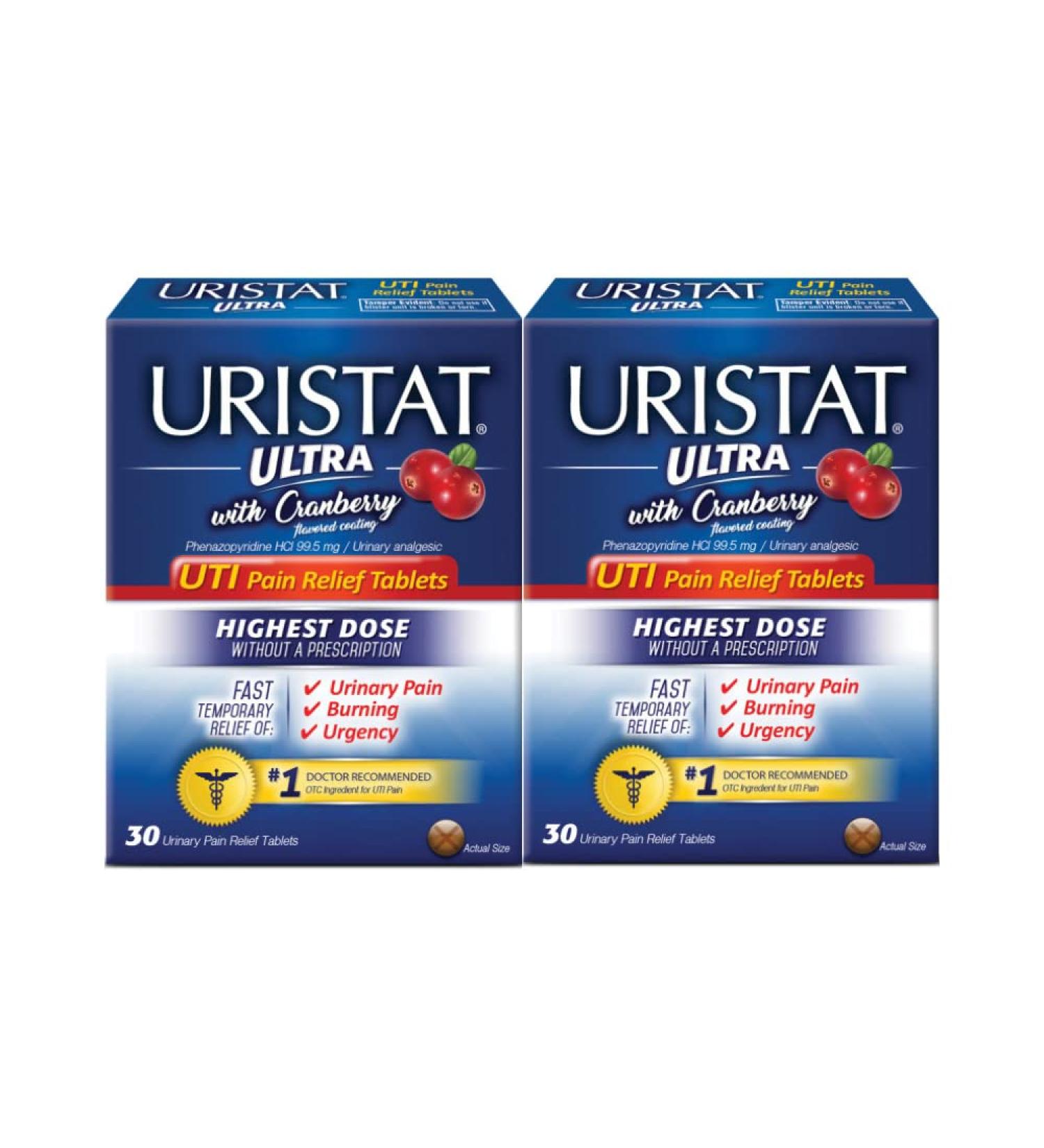 URISTAT Ultra UTI Pain Relief Tablets - Cranberry Flavored Coating (Pack of 2) - Buy Online on GoSupps.com