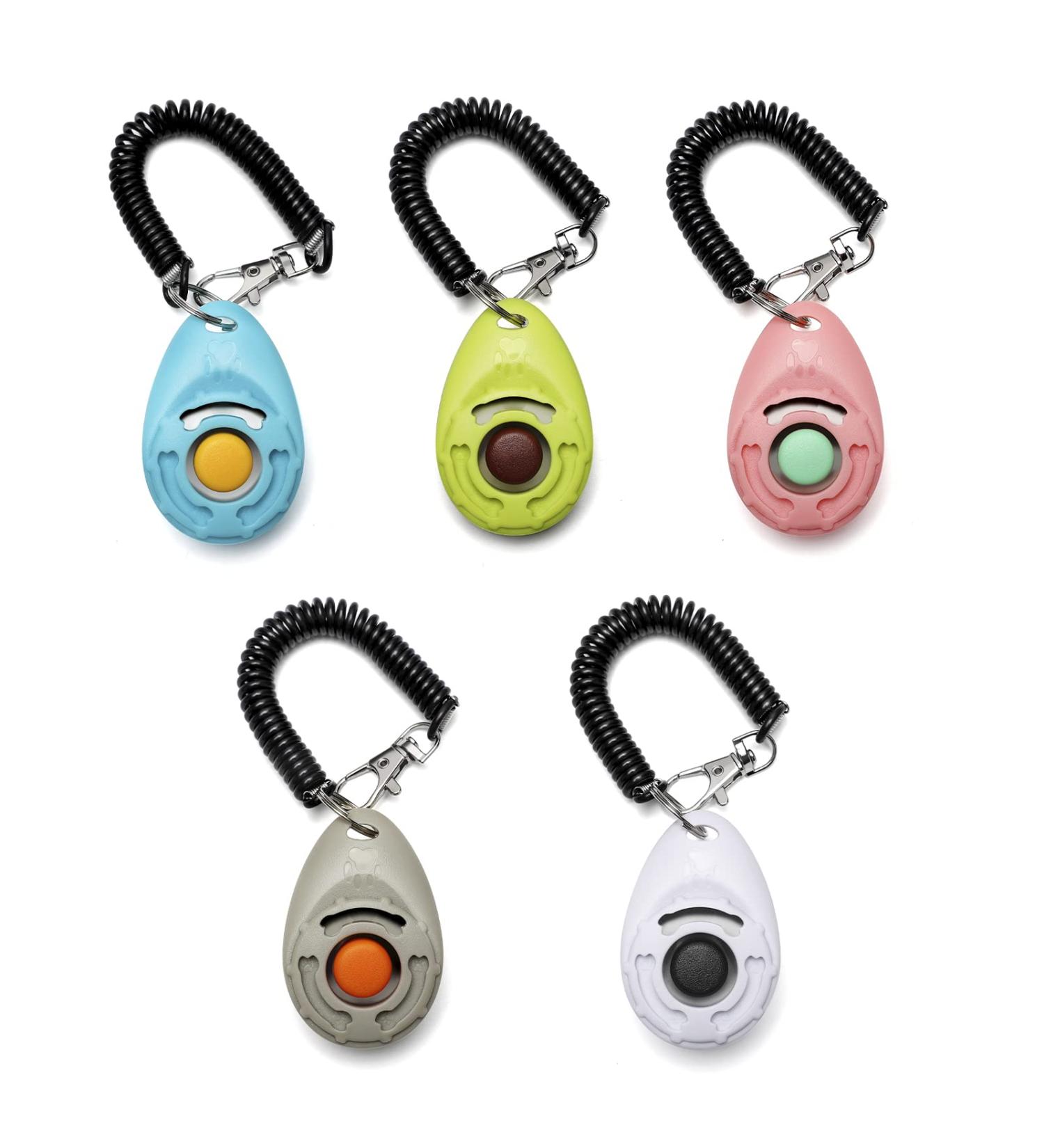 Toozey Dog Clicker 5 Pack - Large Button Wrist Strap 5 Colors + Free E-Book | Perfect Training Tool for Dogs Worldwide - Buy Online on GoSupps.com