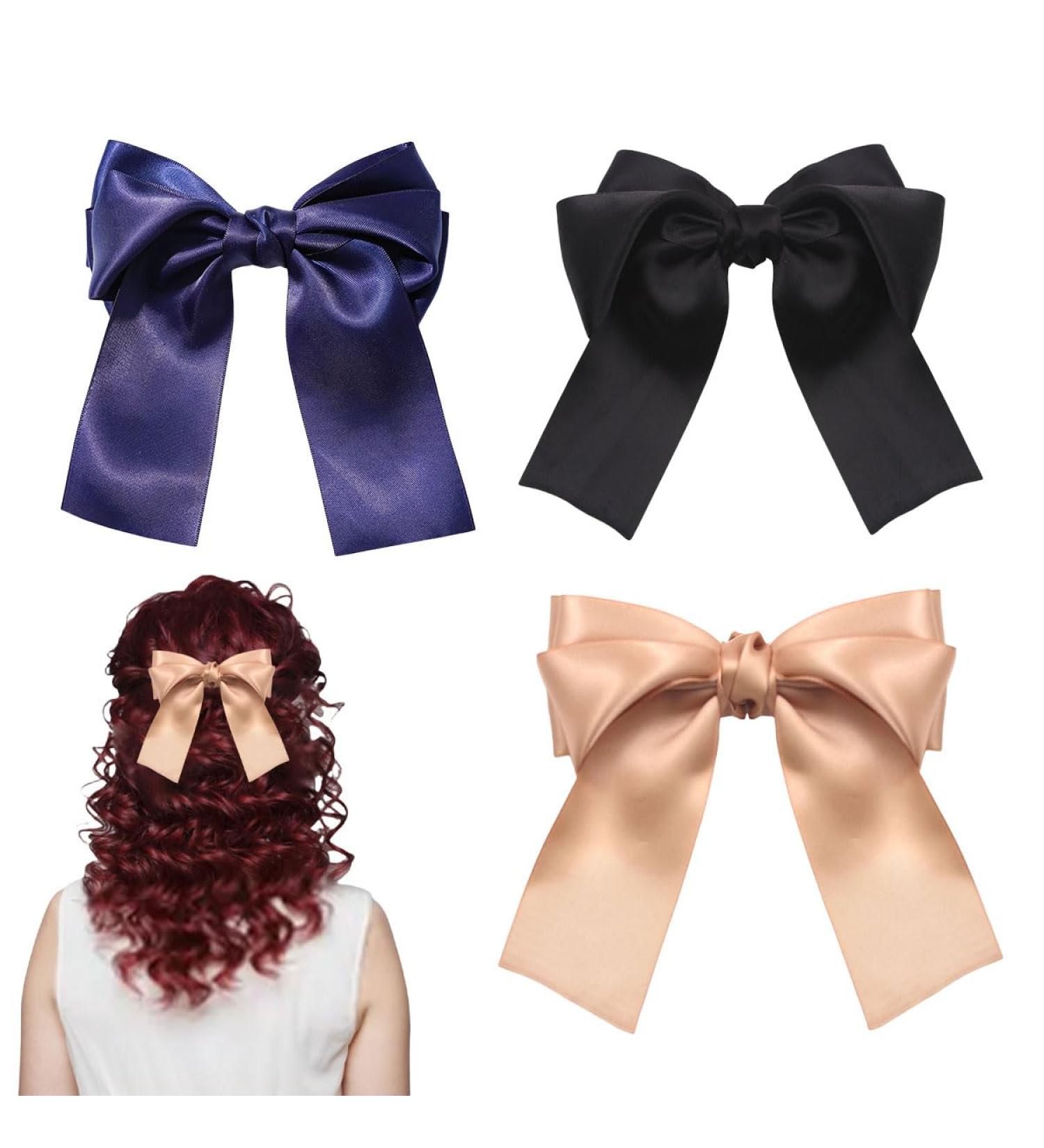 scicent Girls Hair Bows 3 Pieces Hair Clips for Styling Bow Hair Clips Solid Color Hair Bows for Girls and Women Bowknot Hairpin Fashion Bow Hair Clip with Silky Satin Soft Bow Hair Barrette - 28319 - Buy Online on GoSupps.com