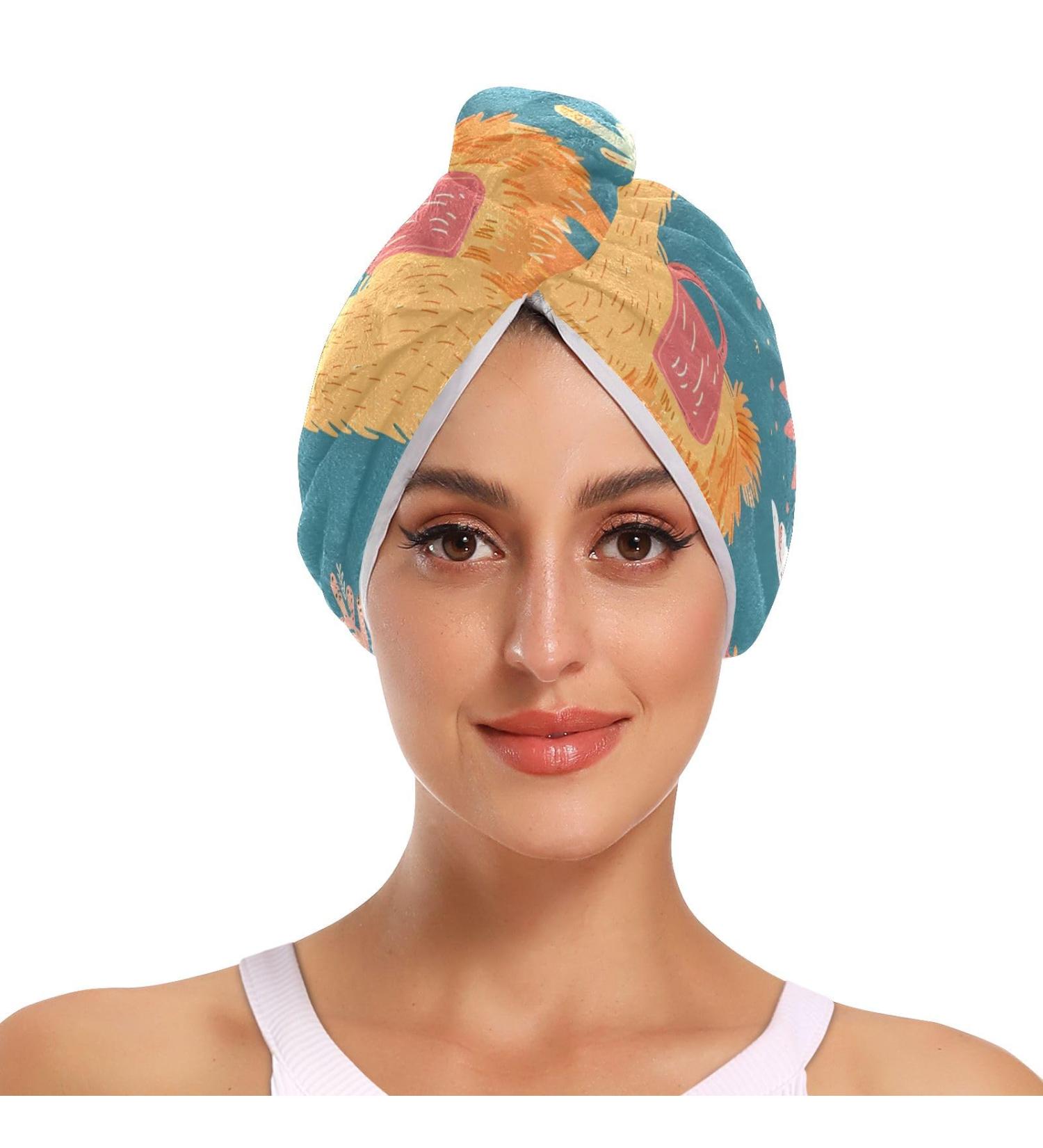 Super Absorbent Cute Llama Hair Towel 2 Pack - Quick Dry Hair Turbans for Women & Girls - Buy Online on GoSupps.com