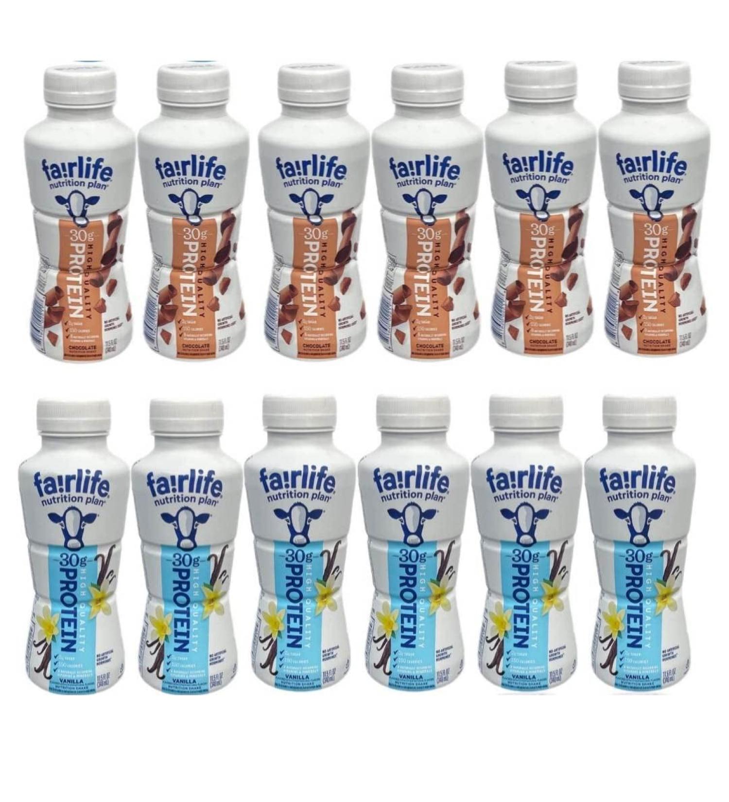 Buy Fairlife Nutrition Plan High Protein Shake Variety Pack - 12 Pack (6 Chocolate & 6 Vanilla) | International Shipping Available - Buy Online on GoSupps.com