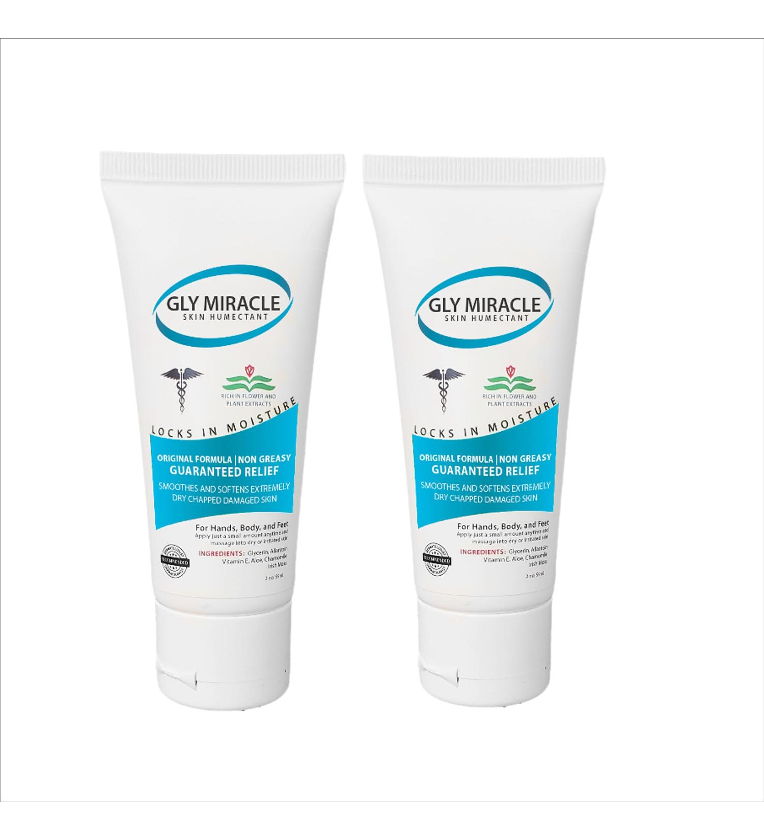 GLY MIRACLE Moisturizing Body Cream for Extremely Dry Skin Non-Greasy Skin Humectant for Hands Body & Feet Body Lotion for Extremely Dry Skin Non-Oily 2 Ounce 2 PACK BUNDLE Fresh Scent - Buy Online on GoSupps.com
