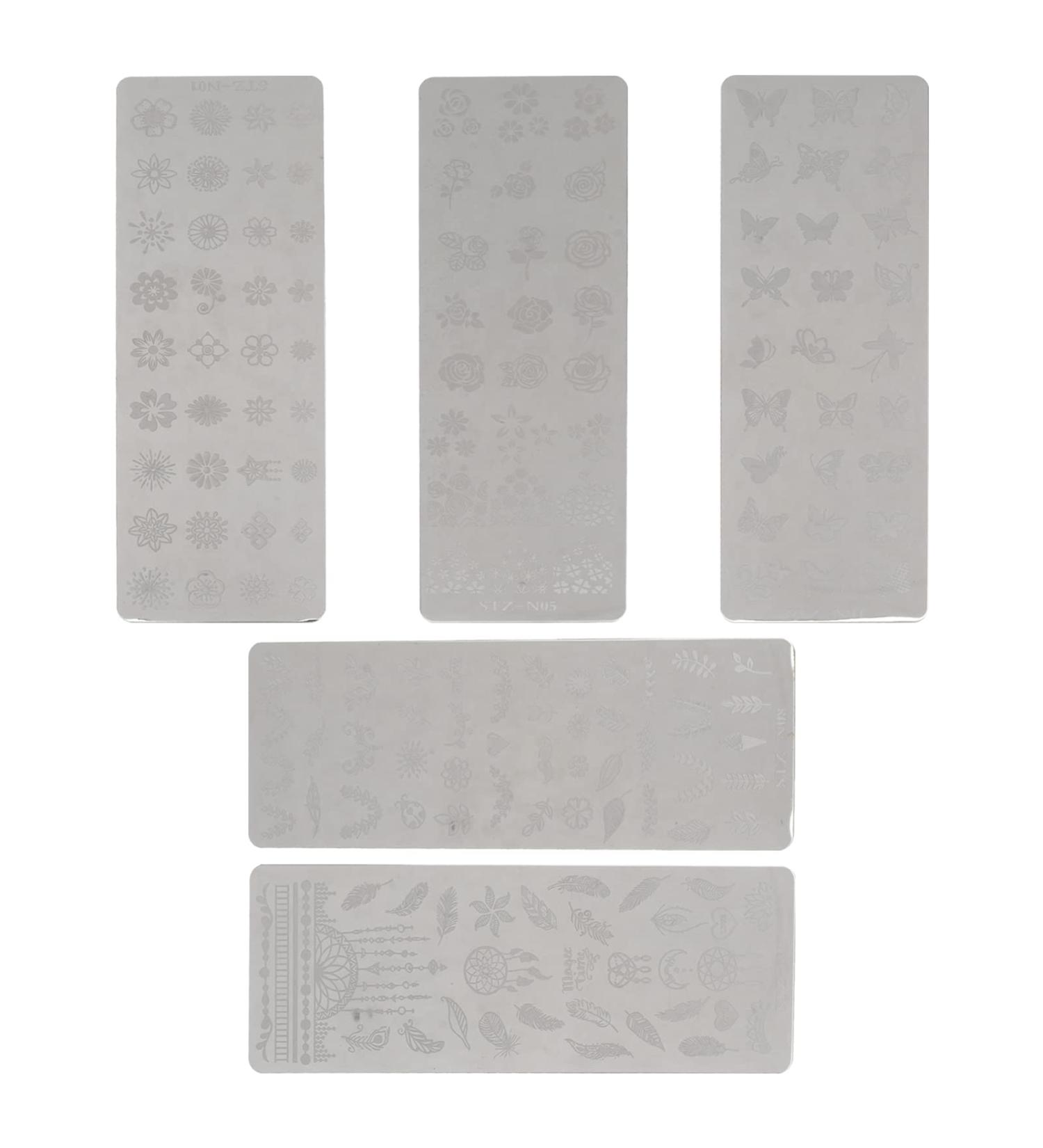 Lurrose Nail Stamp Plates - 5 Flower & Leaf Stencils for DIY Manicure Art | Perfect for Vacation & Festival | Tools for Women & Girls - Buy Online on GoSupps.com